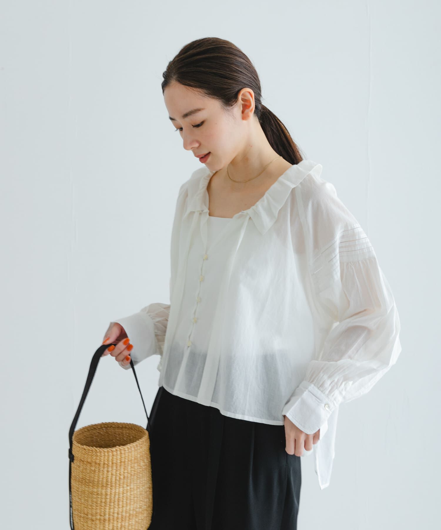 URBAN RESEARCH「コットンボイルフリルカラーブラウス」|シャツ・ブラウス|
