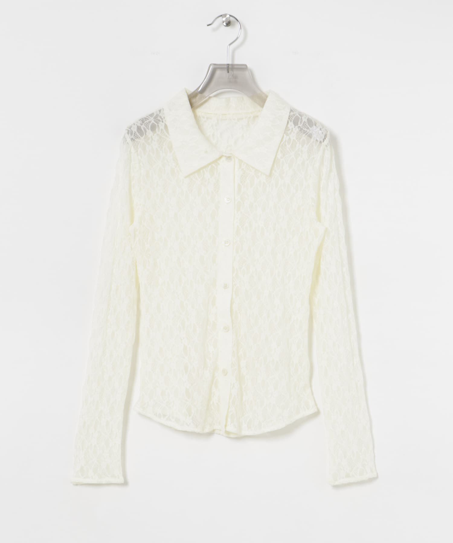 URBAN RESEARCH「ストレッチレースシャツカラーブラウス」|シャツ・ブラウス|