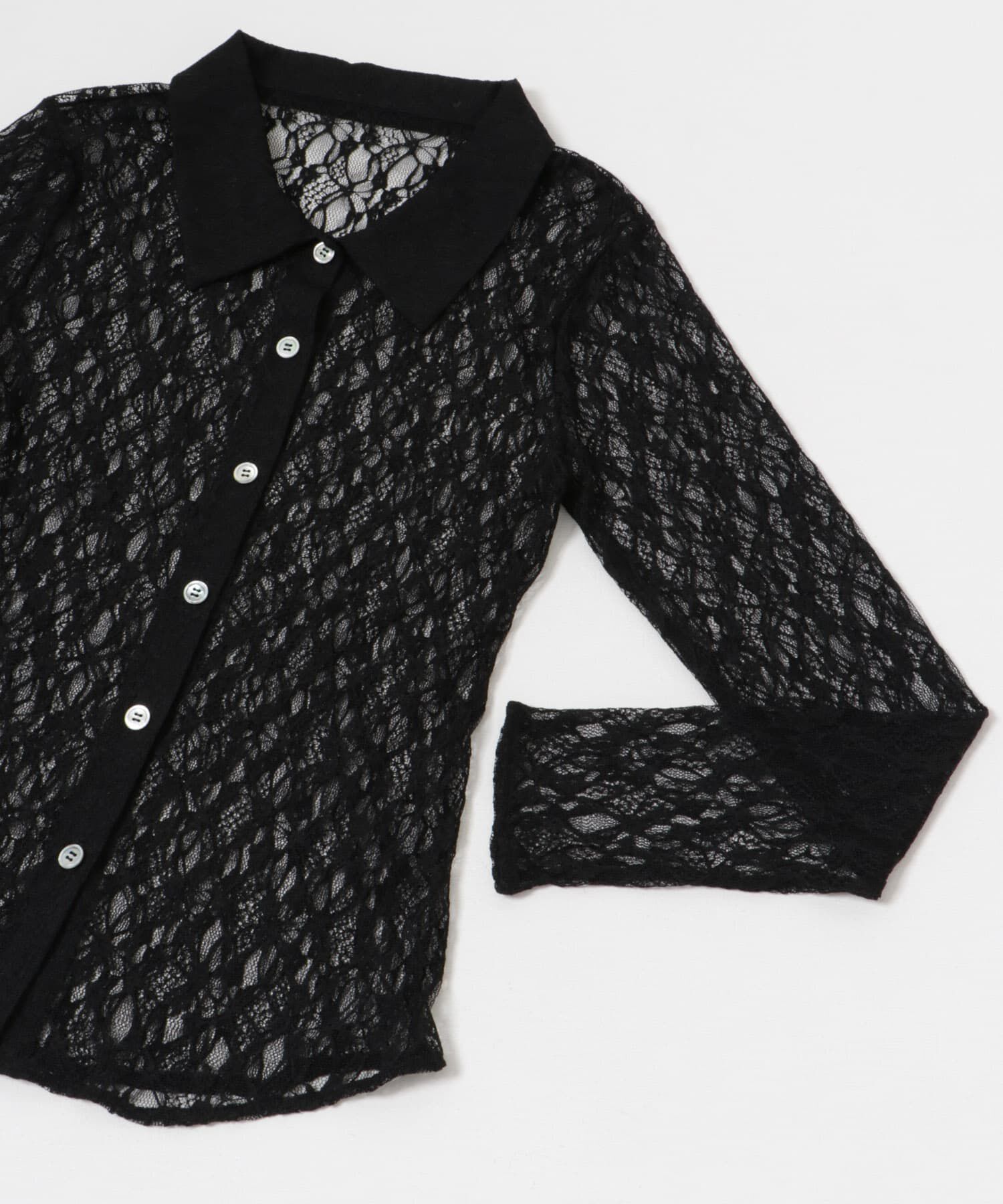 URBAN RESEARCH「ストレッチレースシャツカラーブラウス」|シャツ・ブラウス|