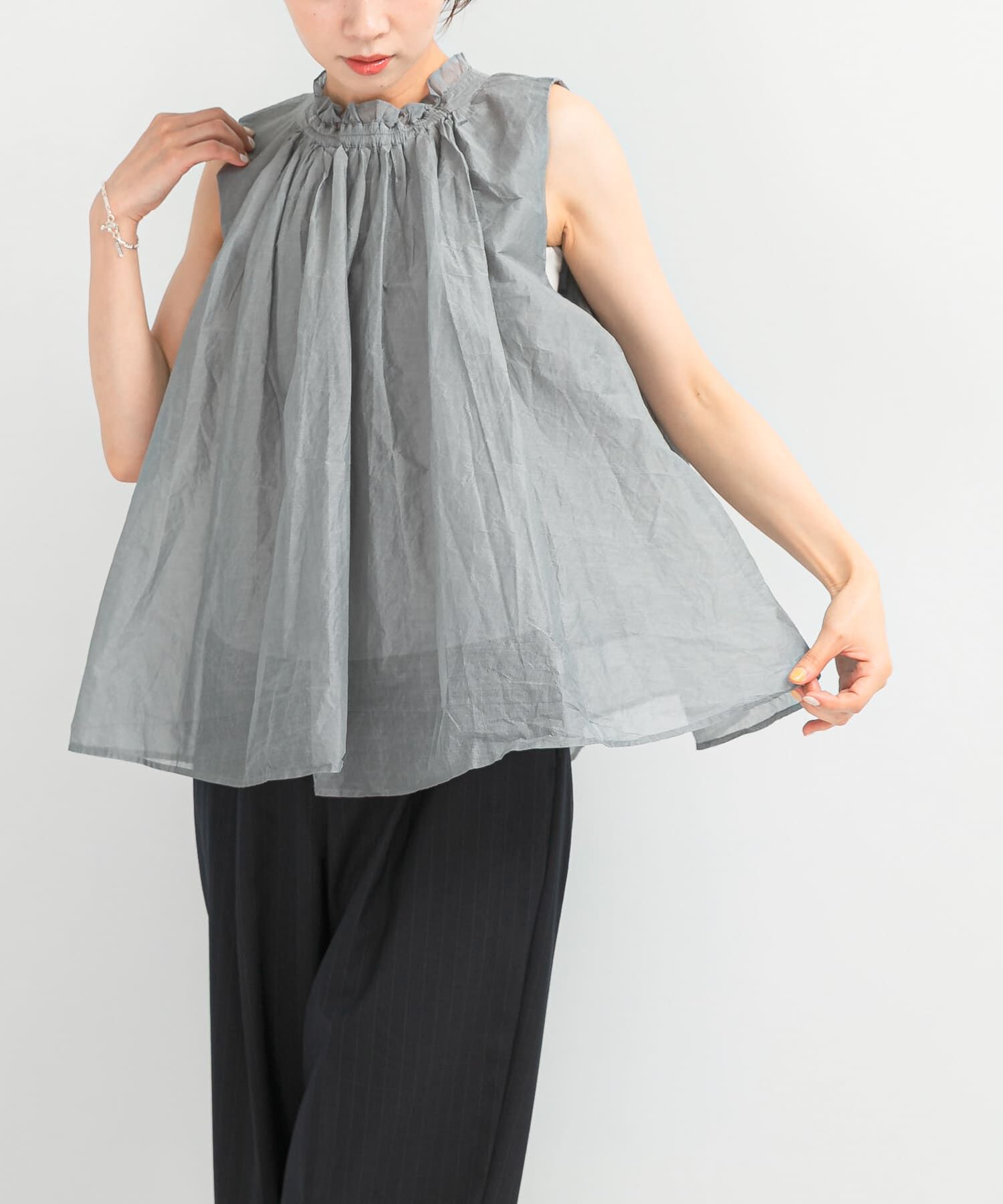 URBAN RESEARCH ROSSO「MARILYN MOON　sheer cotton gather blouse」|シャツ・ブラウス|