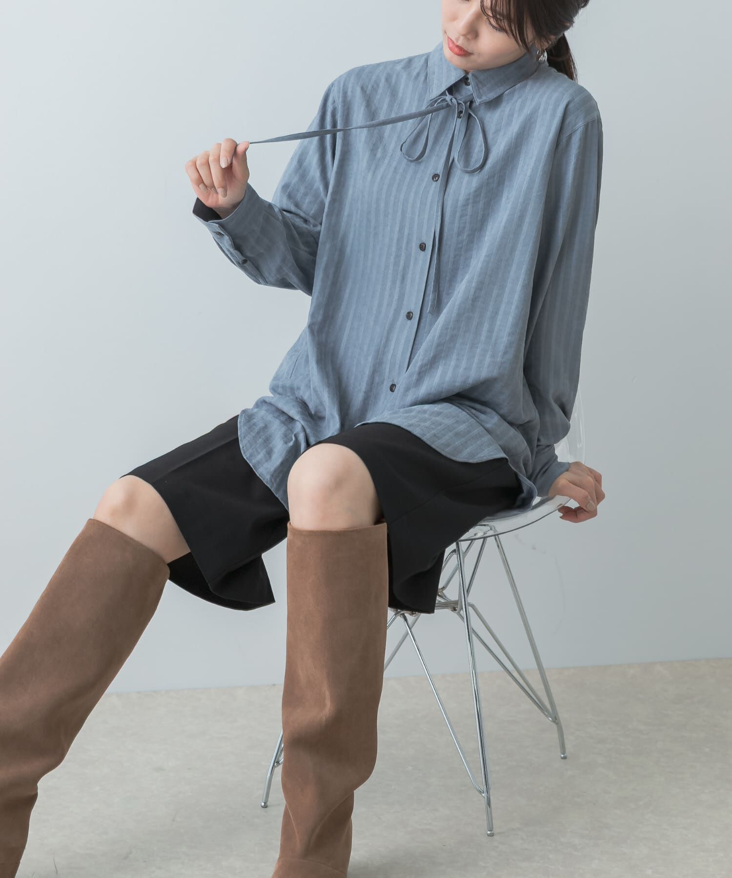 URBAN RESEARCH ROSSO「F by ROSSO　マルチWAYスエードタッチシャツ」|シャツ・ブラウス|