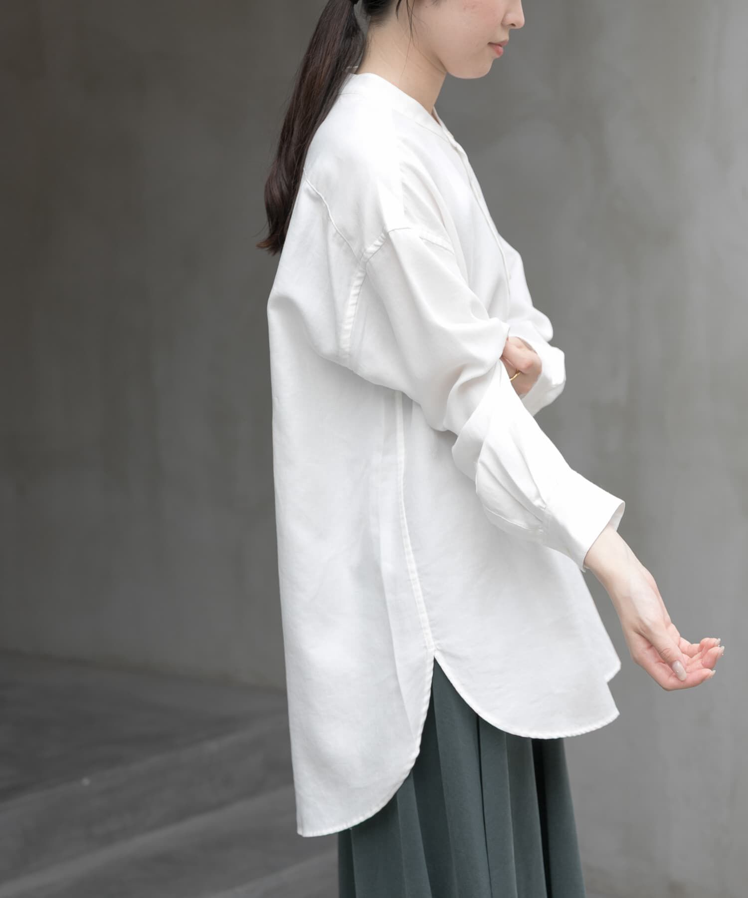 URBAN RESEARCH DOORS「FORK&SPOON　バンドカラーダブルクロスシャツ」|シャツ・ブラウス|