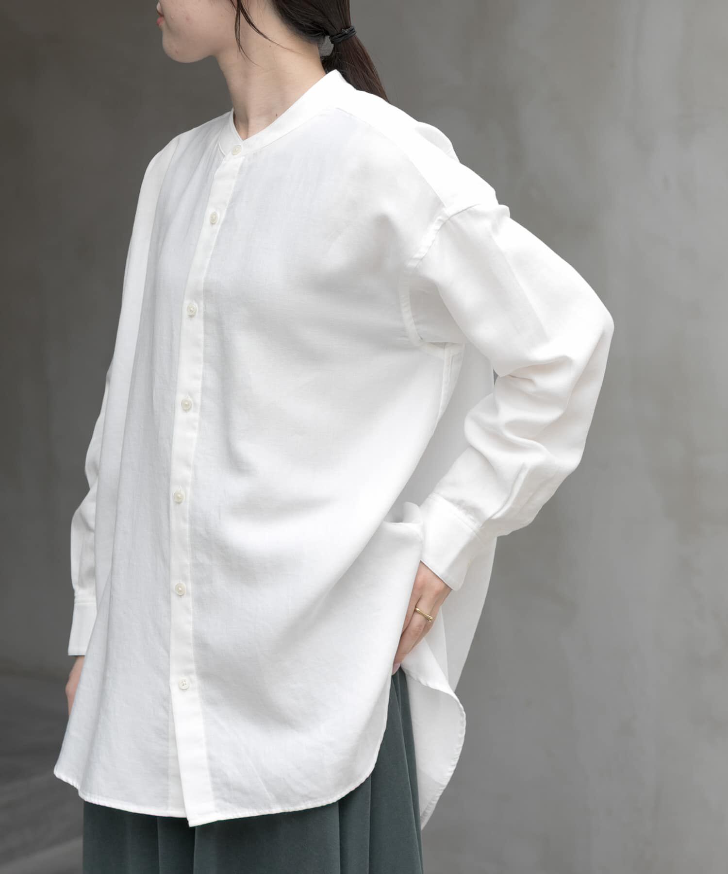 URBAN RESEARCH DOORS「FORK&SPOON　バンドカラーダブルクロスシャツ」|シャツ・ブラウス|