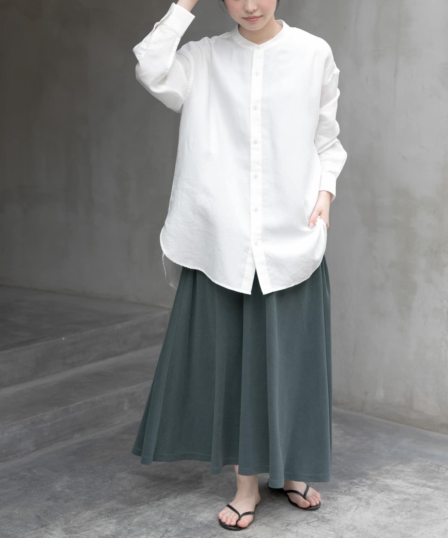 URBAN RESEARCH DOORS「FORK&SPOON　バンドカラーダブルクロスシャツ」|シャツ・ブラウス|