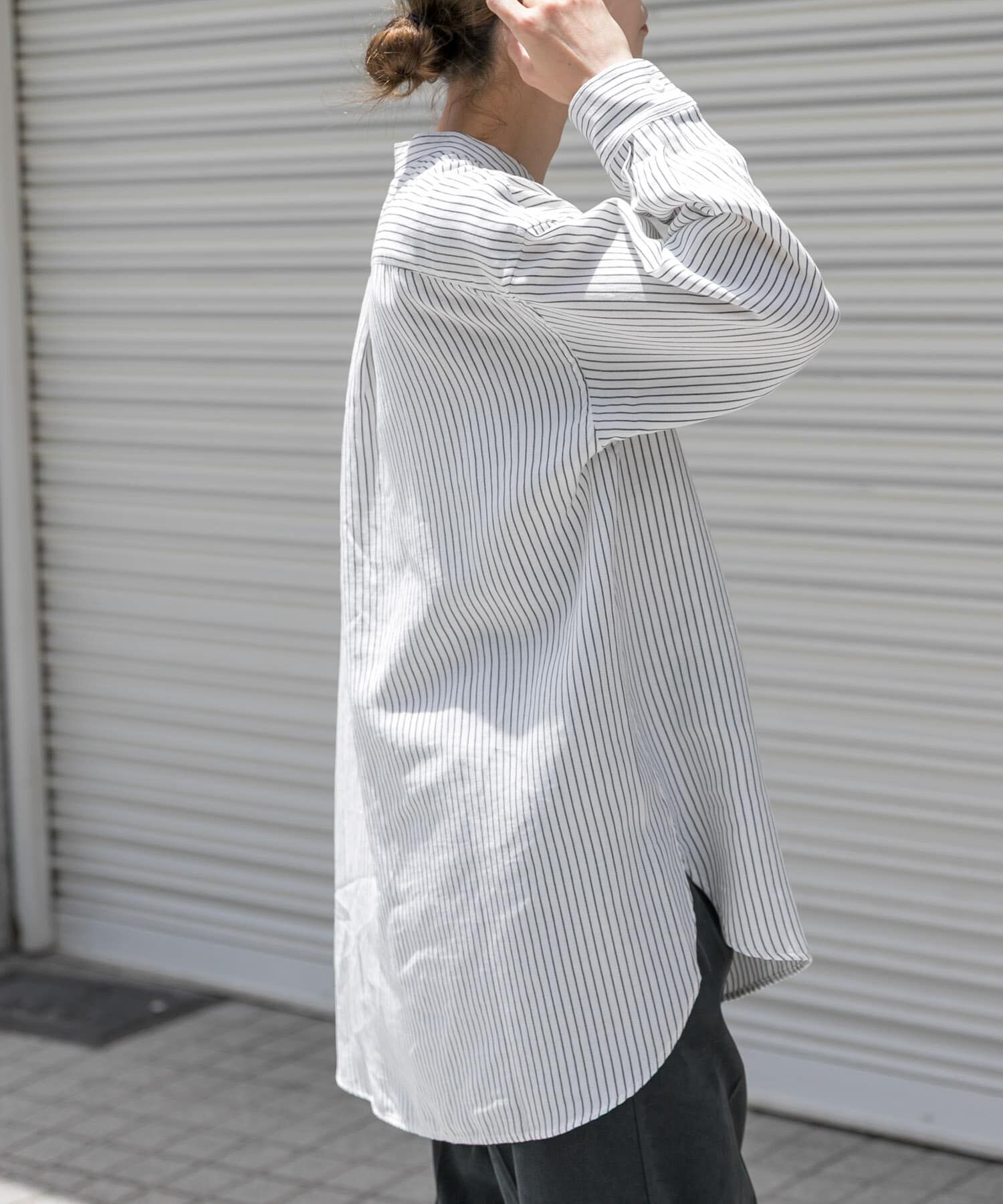 URBAN RESEARCH DOORS「FORK&SPOON　バンドカラーダブルクロスシャツ」|シャツ・ブラウス|