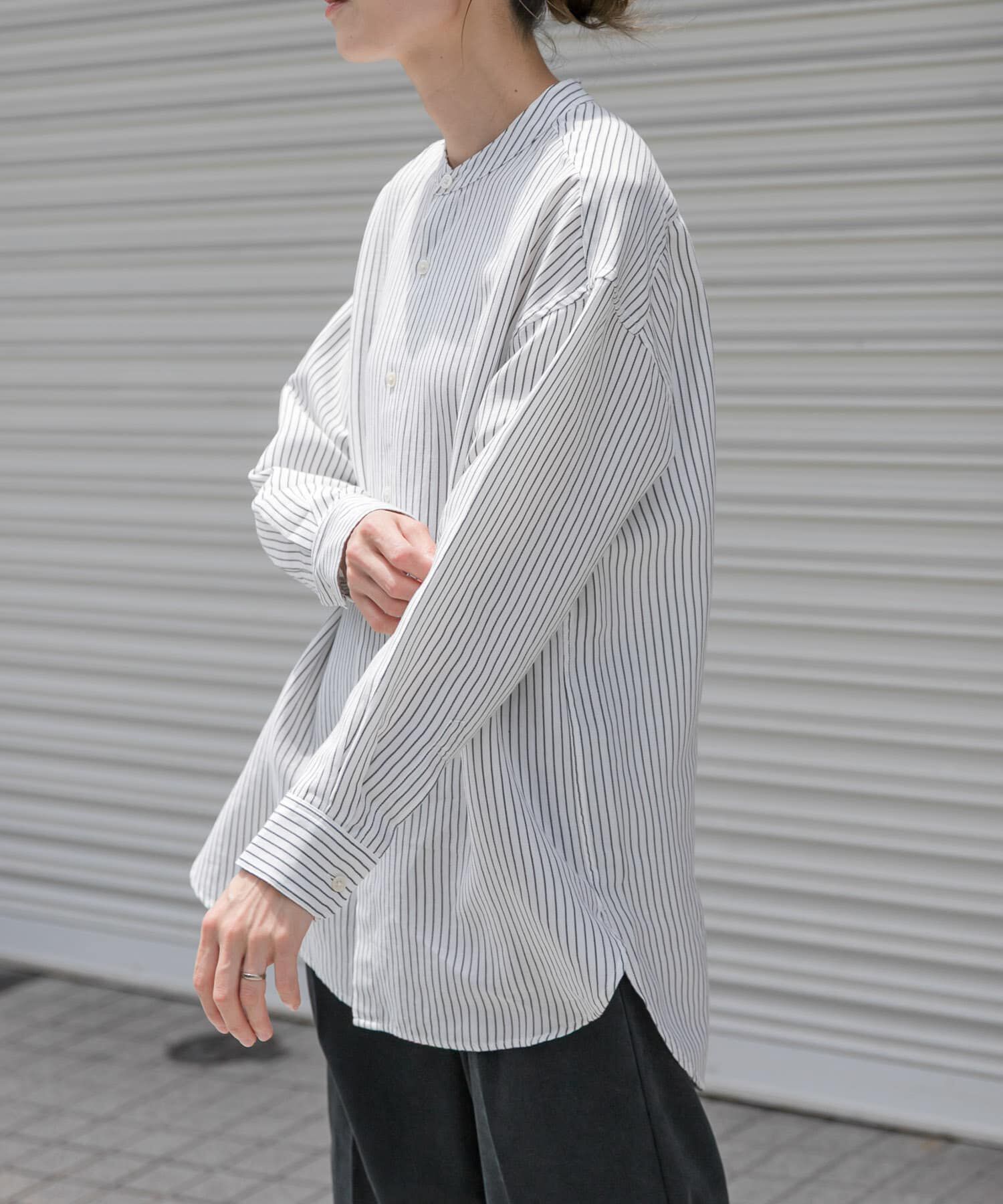 URBAN RESEARCH DOORS「FORK&SPOON　バンドカラーダブルクロスシャツ」|シャツ・ブラウス|