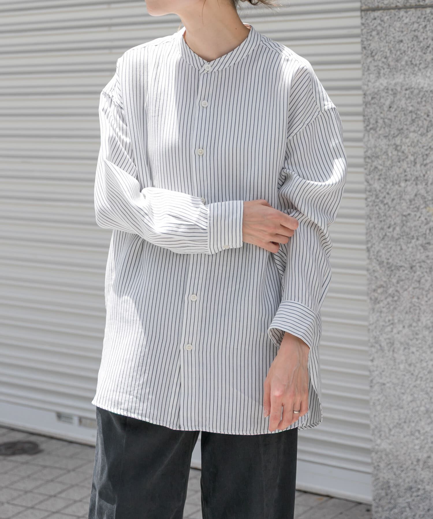 URBAN RESEARCH DOORS「FORK&SPOON　バンドカラーダブルクロスシャツ」|シャツ・ブラウス|