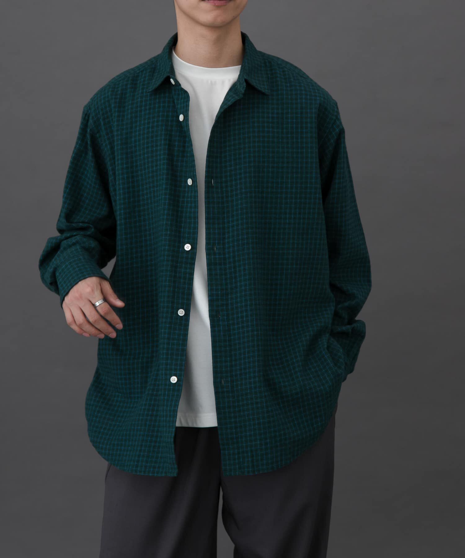 URBAN RESEARCH DOORS「FORK&SPOON　ネルチェックシャツ」|シャツ・ブラウス|グリーン