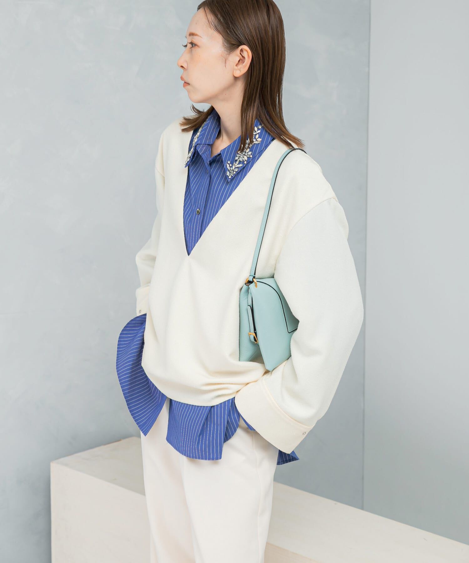 URBAN RESEARCH ROSSO「2WAYビジュー付オーバーシャツ」|シャツ・ブラウス|