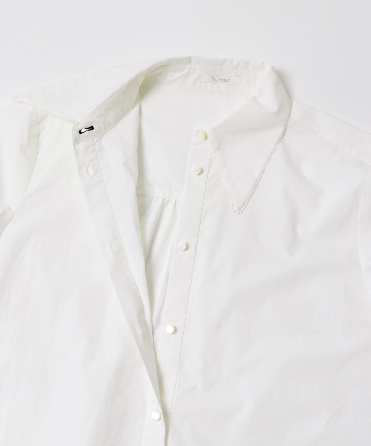 URBAN RESEARCH ROSSO「F by ROSSO　トリミングレースビッグカラーシャツ」|シャツ・ブラウス|