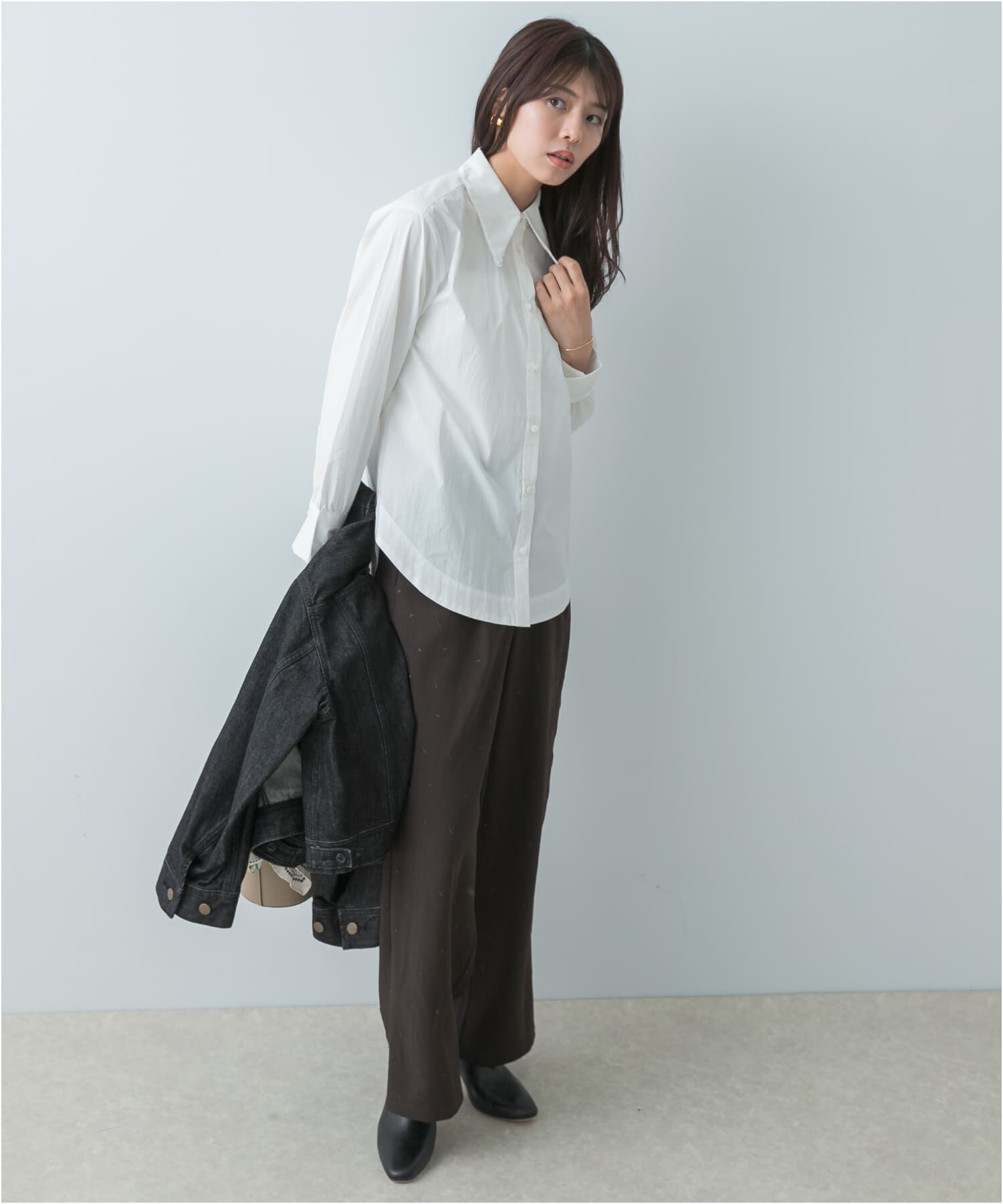 URBAN RESEARCH ROSSO「F by ROSSO　トリミングレースビッグカラーシャツ」|シャツ・ブラウス|