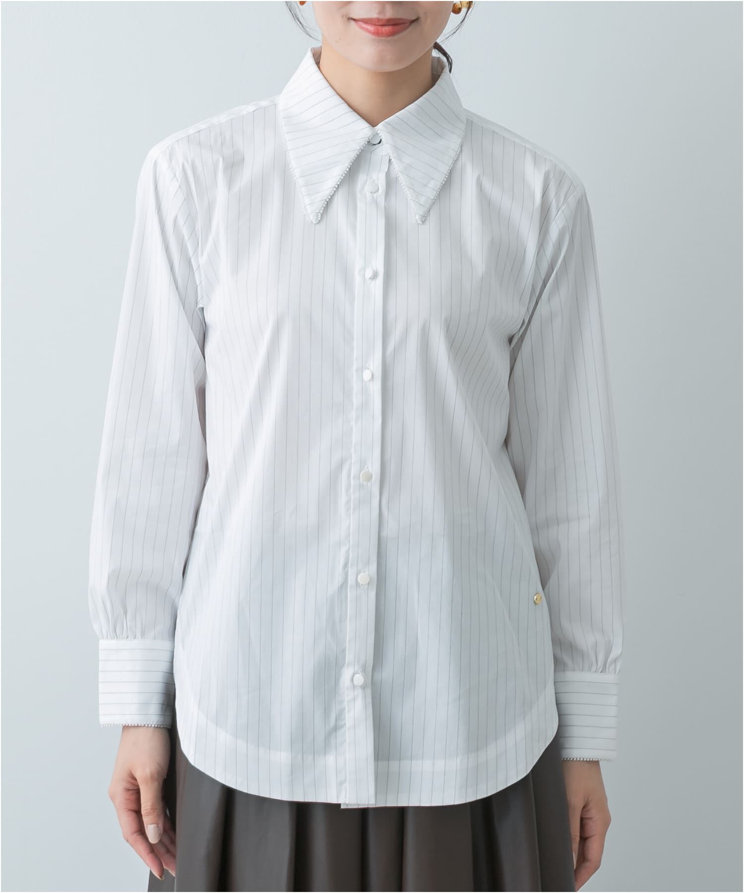 URBAN RESEARCH ROSSO「F by ROSSO　トリミングレースビッグカラーシャツ」|シャツ・ブラウス|