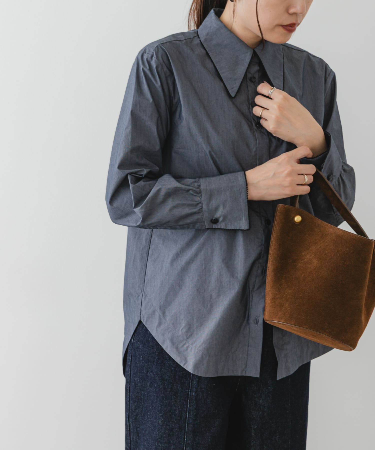 URBAN RESEARCH ROSSO「F by ROSSO　トリミングレースビッグカラーシャツ」|シャツ・ブラウス|