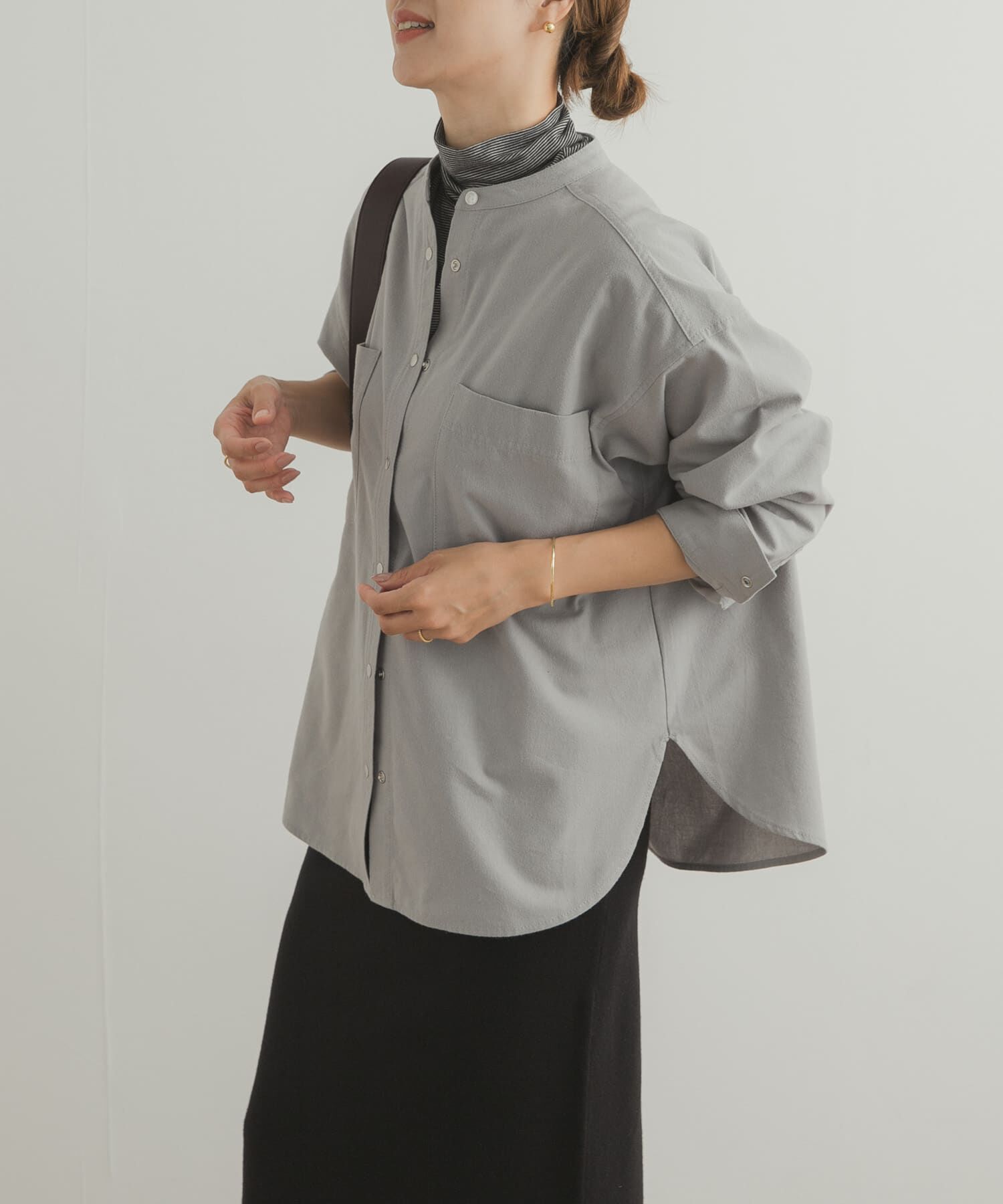 URBAN RESEARCH DOORS「微起毛バンドカラーシャツ」|シャツ・ブラウス|