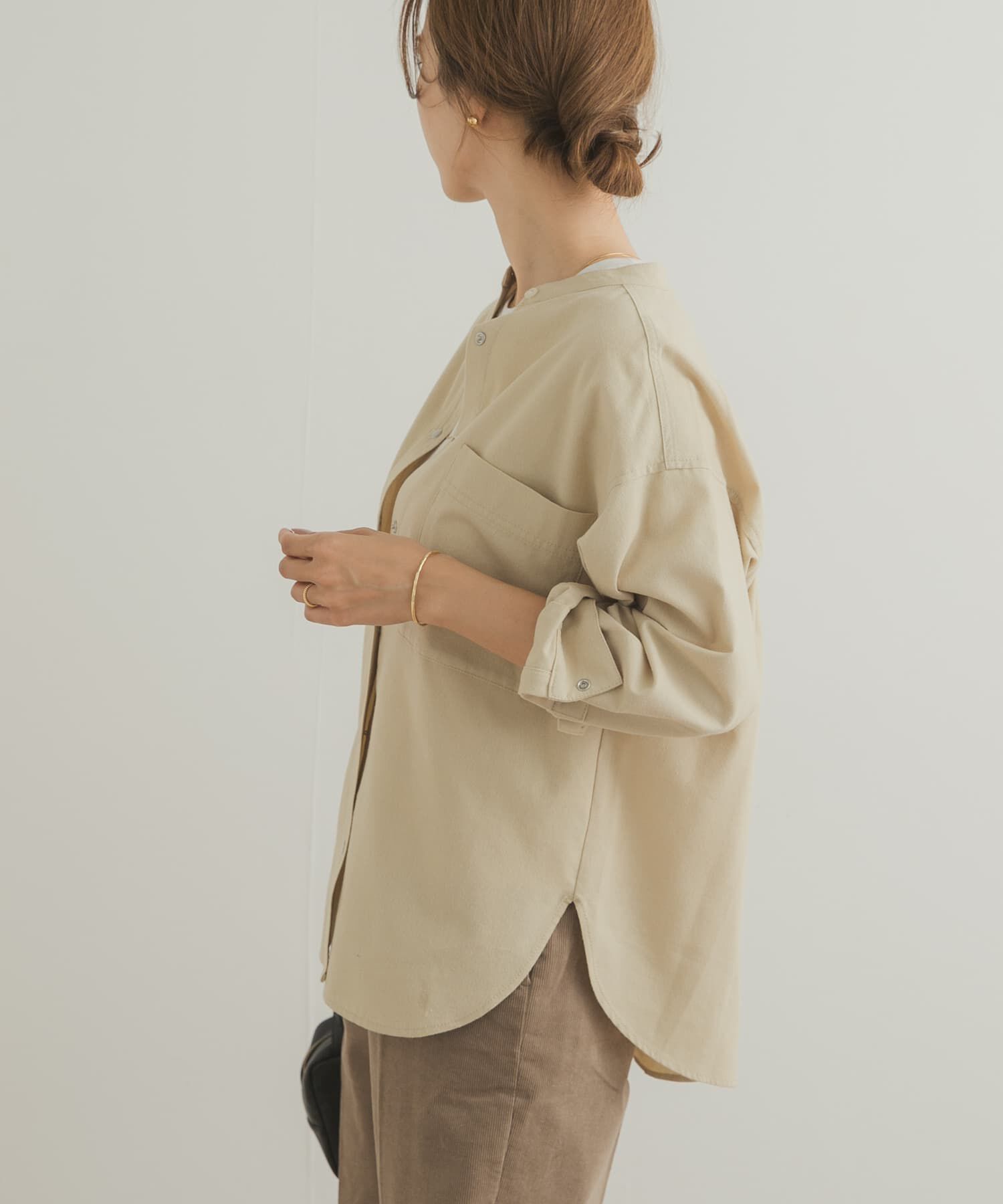 URBAN RESEARCH DOORS「微起毛バンドカラーシャツ」|シャツ・ブラウス|