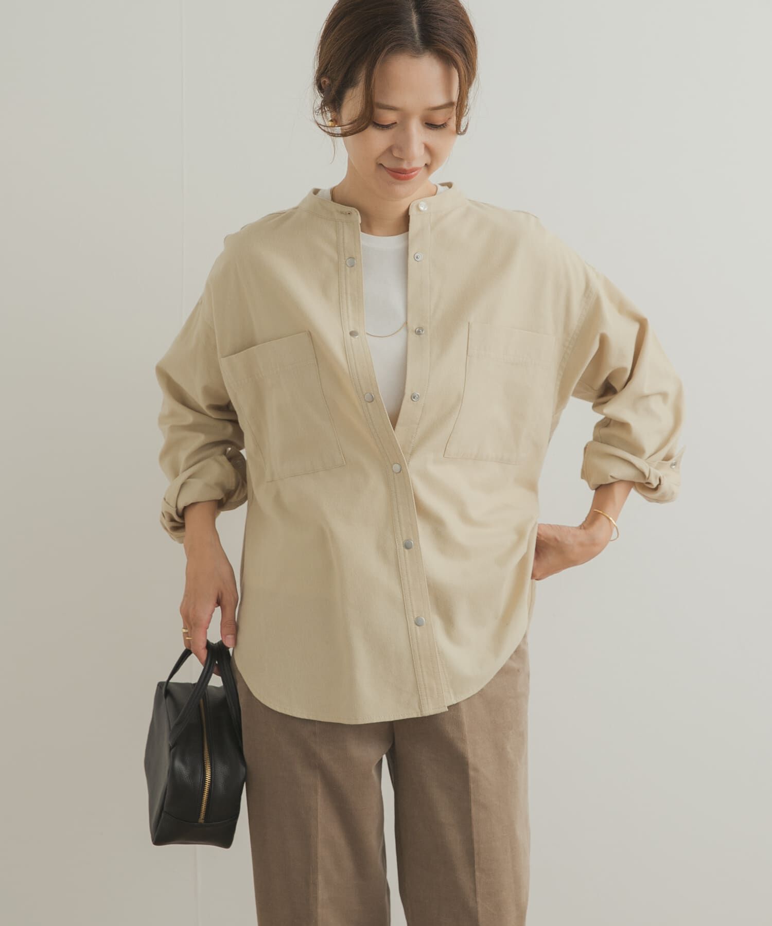 URBAN RESEARCH DOORS「微起毛バンドカラーシャツ」|シャツ・ブラウス|