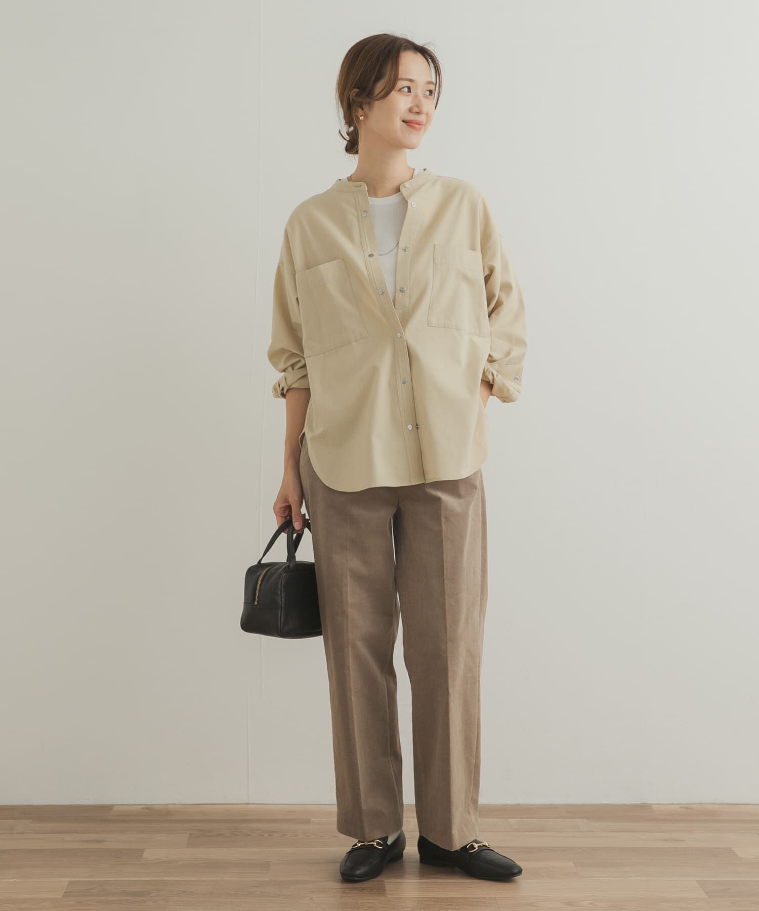 URBAN RESEARCH DOORS「微起毛バンドカラーシャツ」|シャツ・ブラウス|