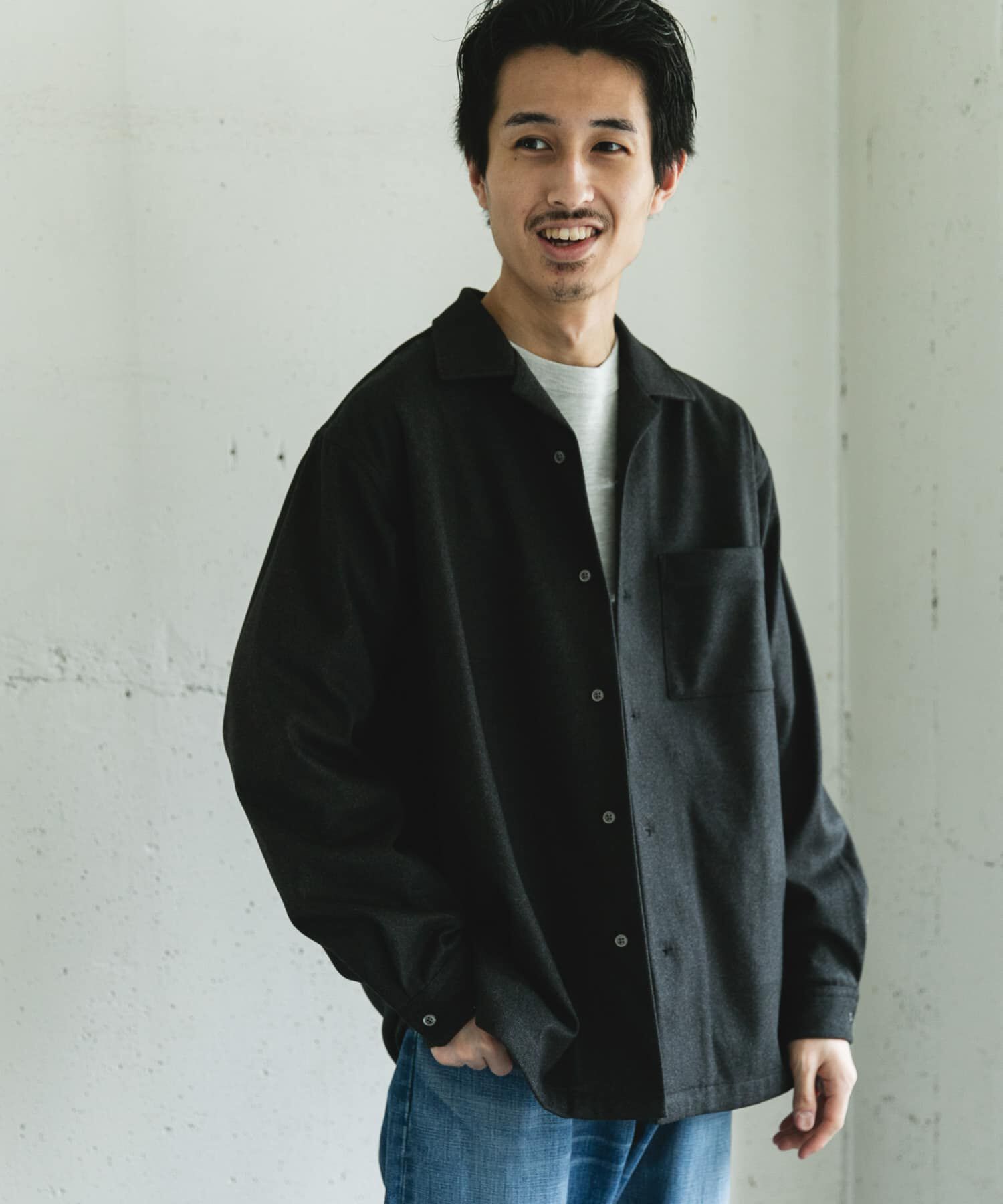 URBAN RESEARCH DOORS「ジャージメルトンオープンカラーシャツ」|シャツ・ブラウス|