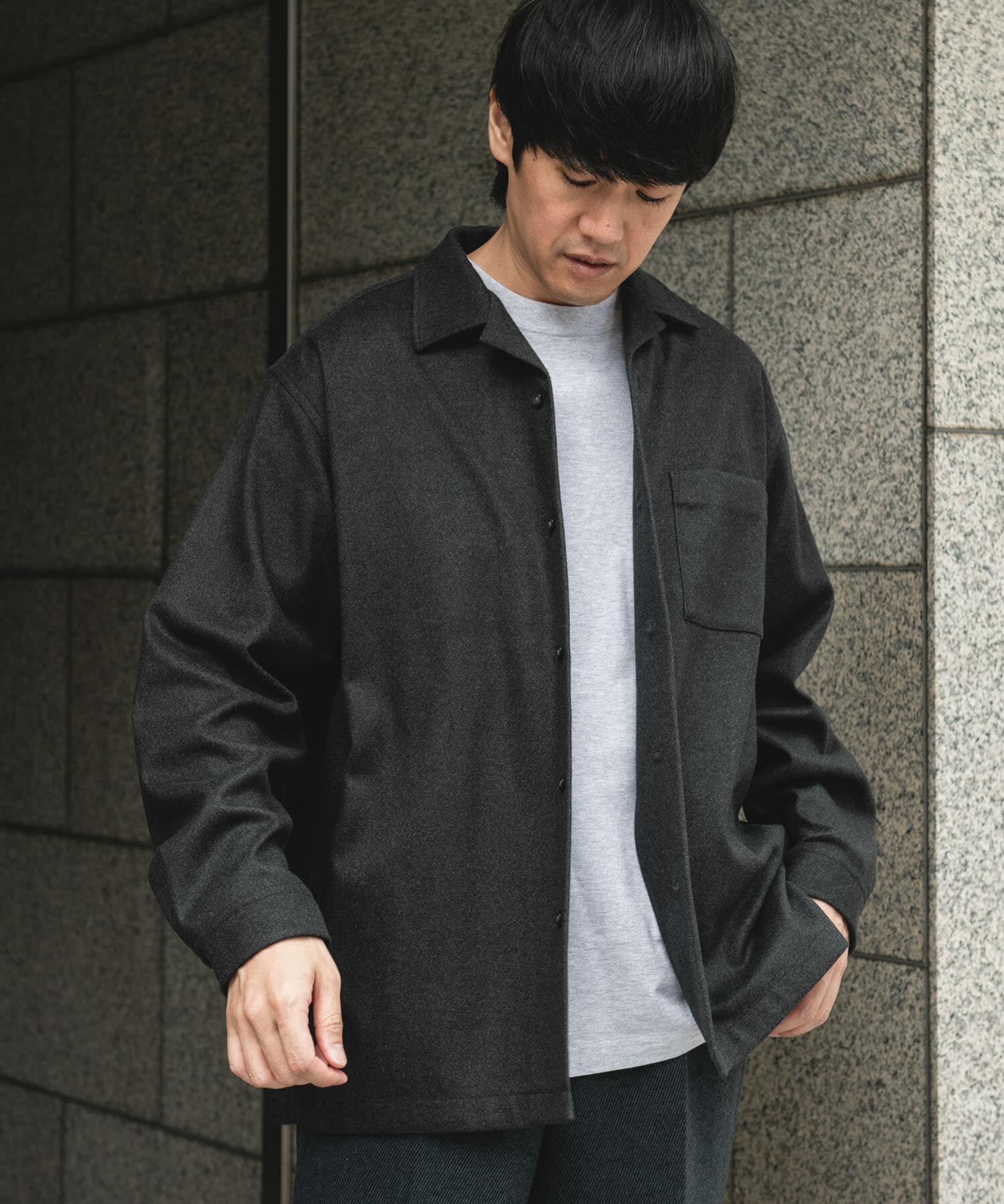 URBAN RESEARCH DOORS「ジャージメルトンオープンカラーシャツ」|シャツ・ブラウス|