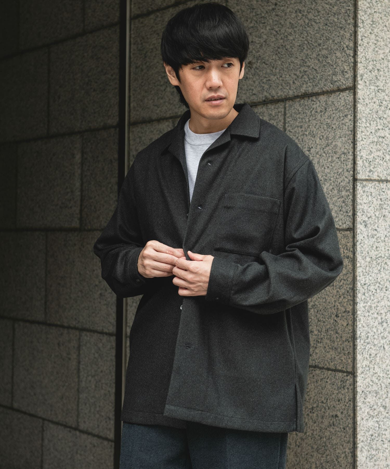 URBAN RESEARCH DOORS「ジャージメルトンオープンカラーシャツ」|シャツ・ブラウス|