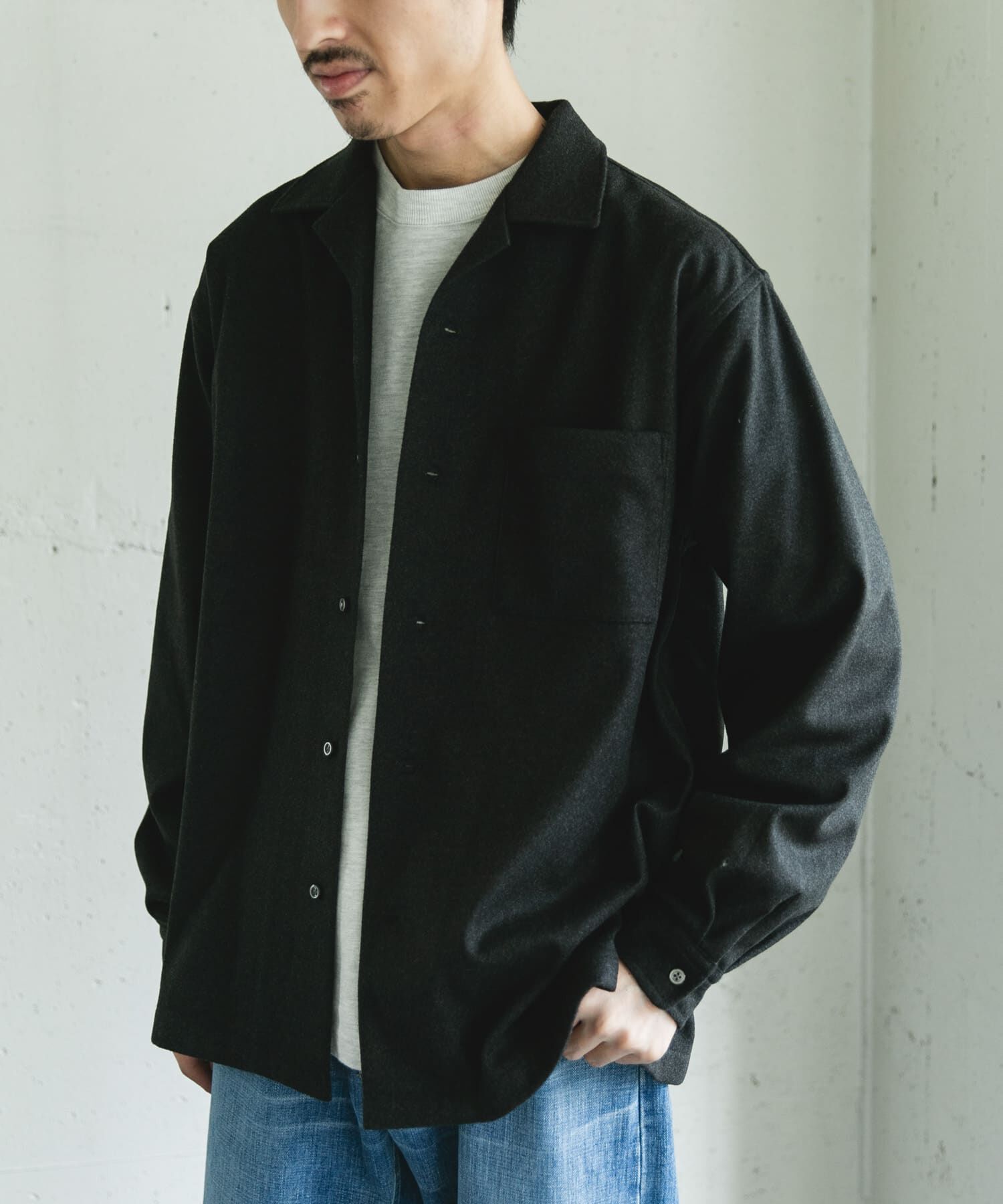 URBAN RESEARCH DOORS「ジャージメルトンオープンカラーシャツ」|シャツ・ブラウス|