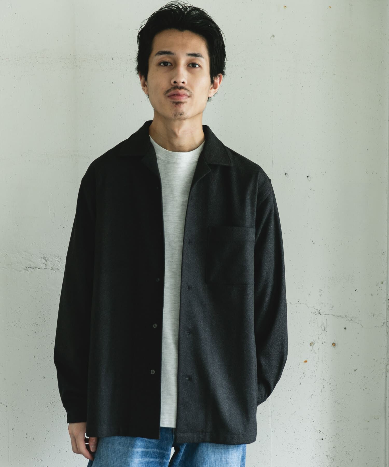 URBAN RESEARCH DOORS「ジャージメルトンオープンカラーシャツ」|シャツ・ブラウス|