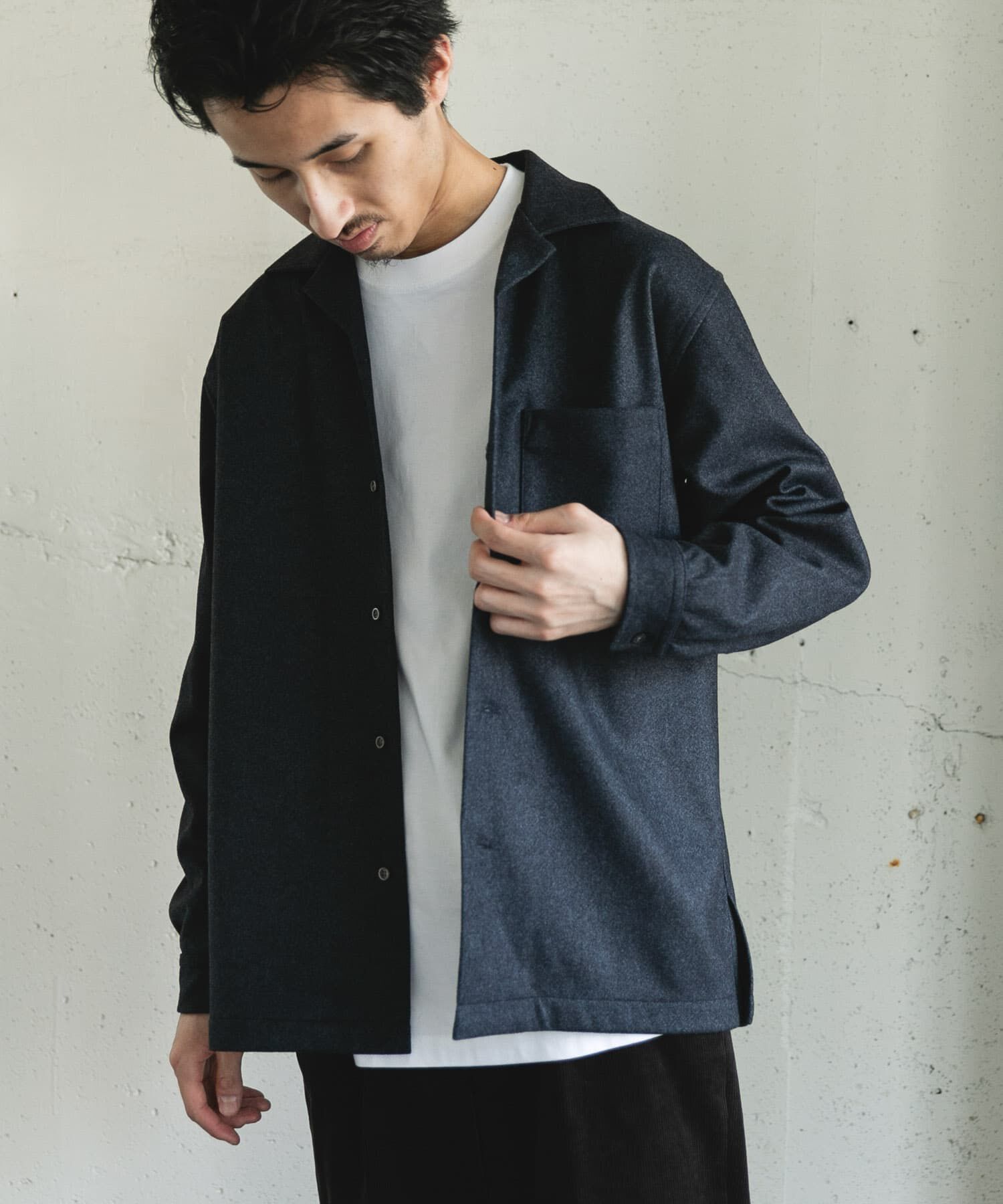 URBAN RESEARCH DOORS「ジャージメルトンオープンカラーシャツ」|シャツ・ブラウス|