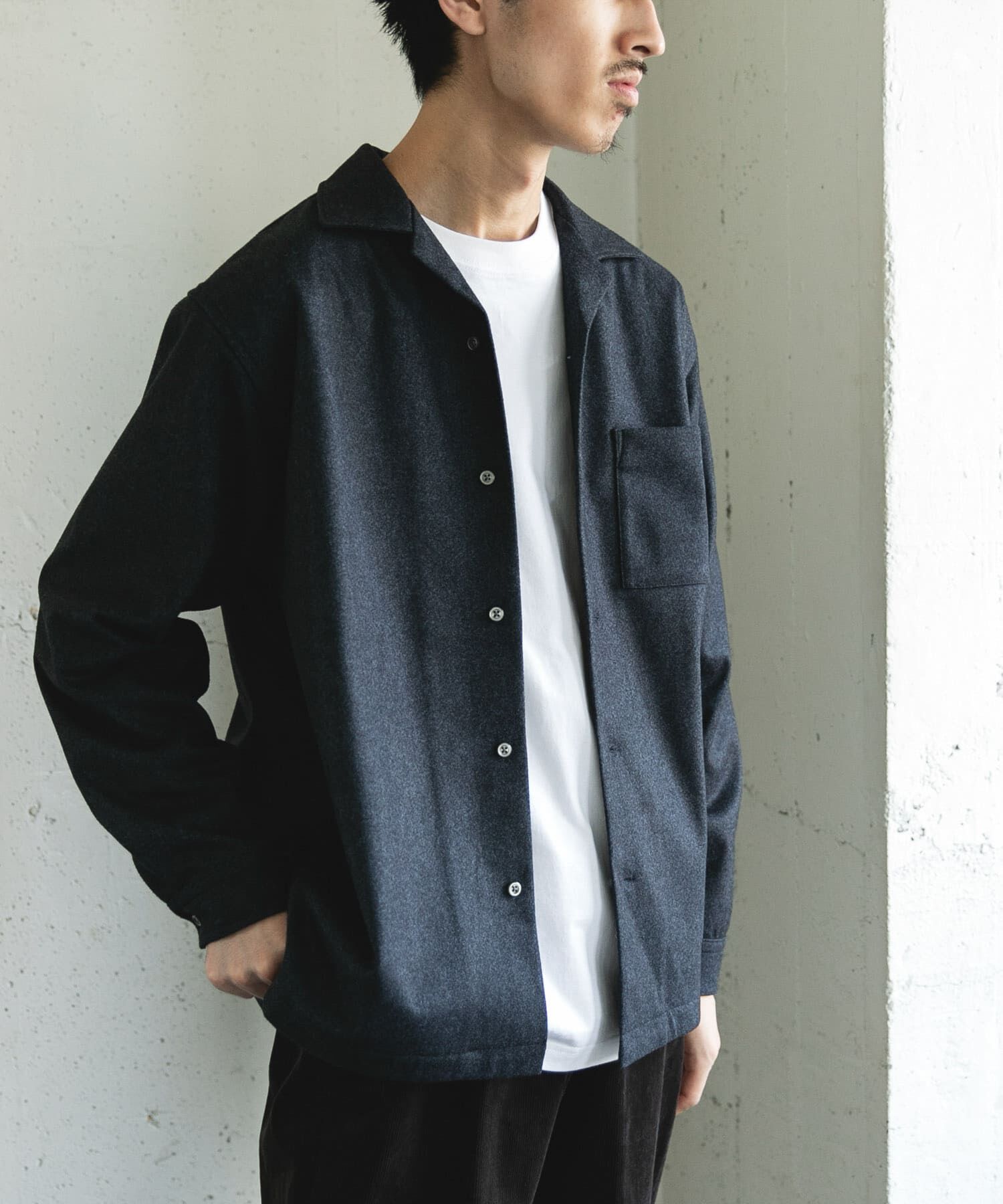 URBAN RESEARCH DOORS「ジャージメルトンオープンカラーシャツ」|シャツ・ブラウス|