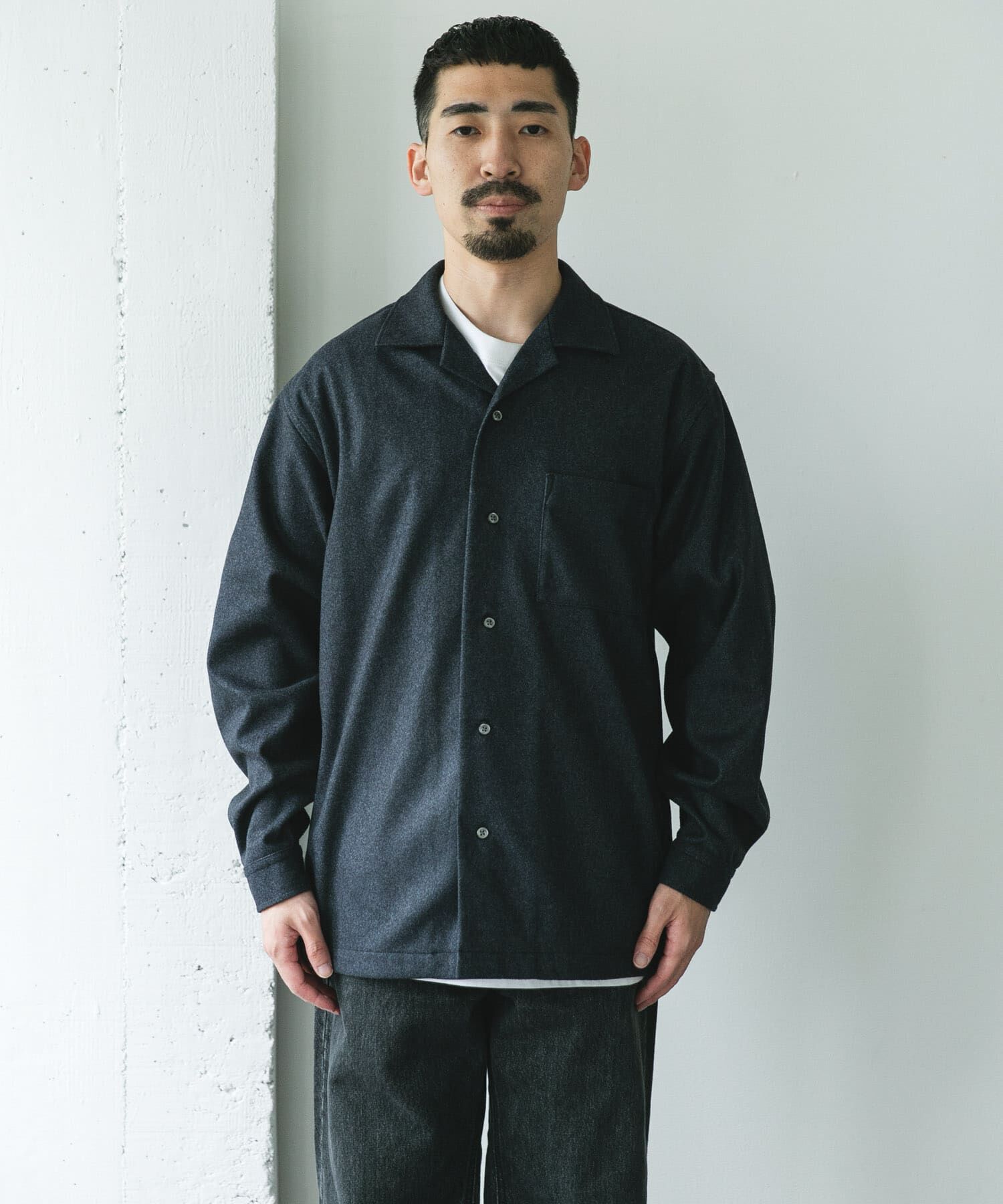 URBAN RESEARCH DOORS「ジャージメルトンオープンカラーシャツ」|シャツ・ブラウス|