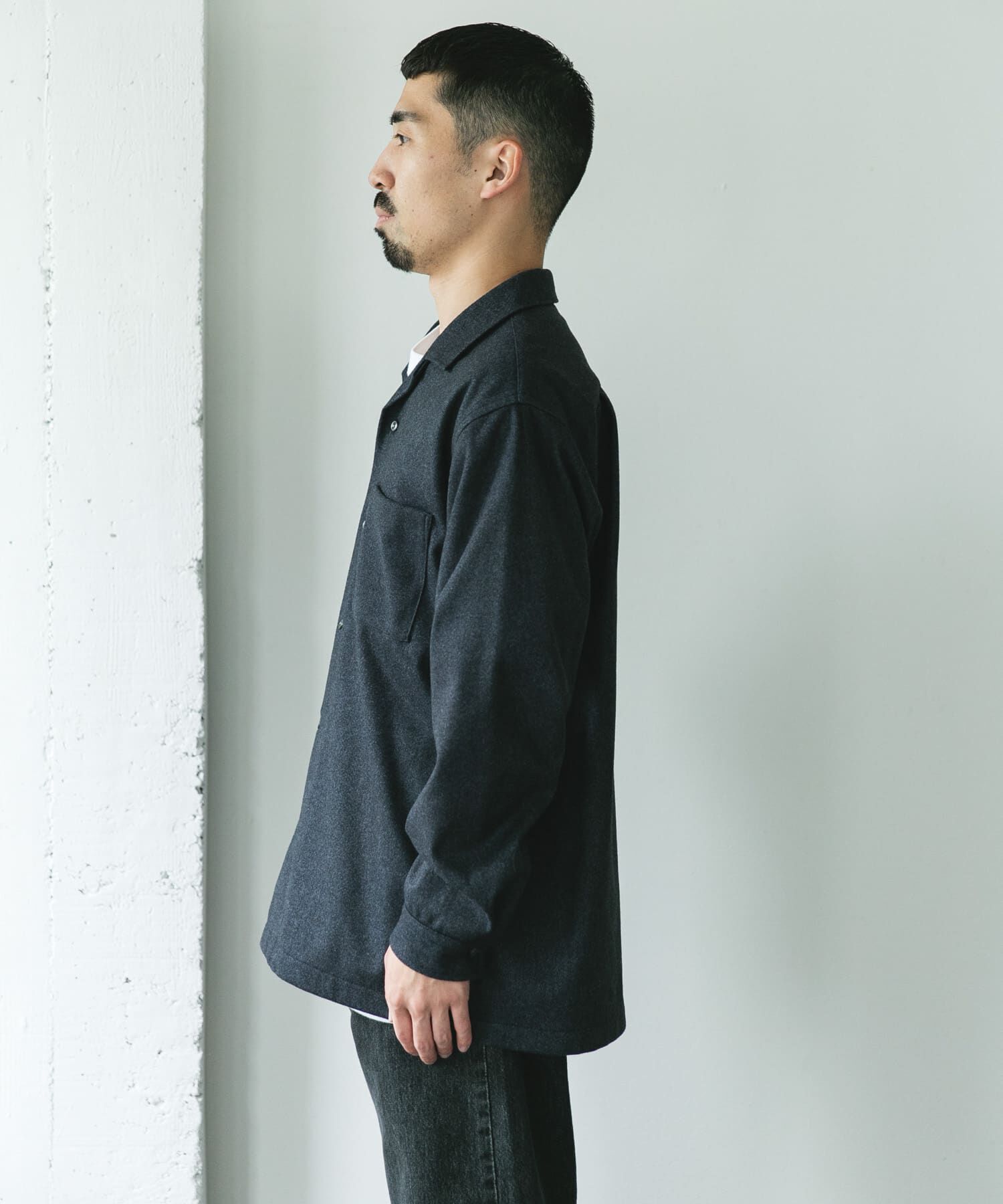 URBAN RESEARCH DOORS「ジャージメルトンオープンカラーシャツ」|シャツ・ブラウス|