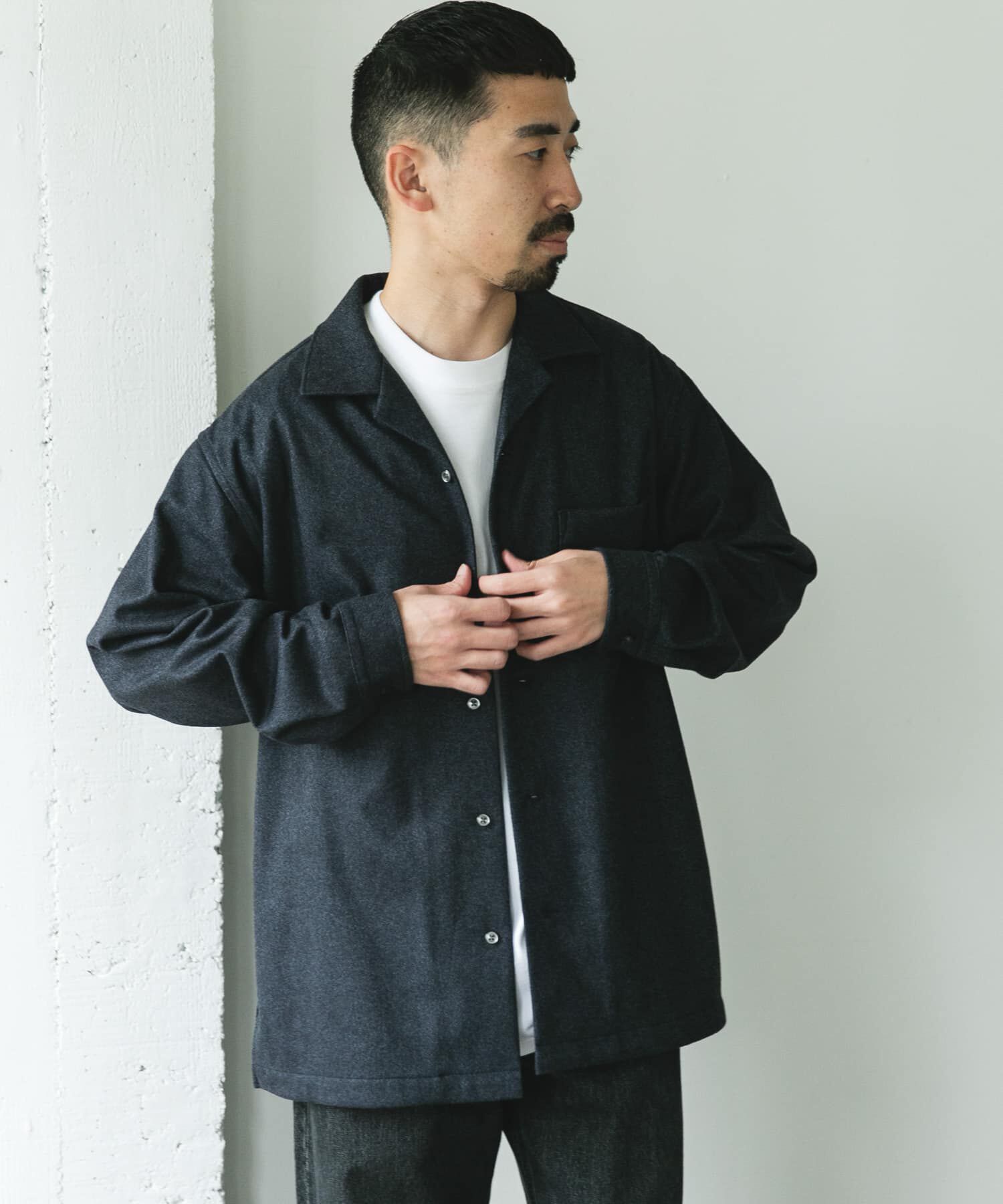 URBAN RESEARCH DOORS「ジャージメルトンオープンカラーシャツ」|シャツ・ブラウス|