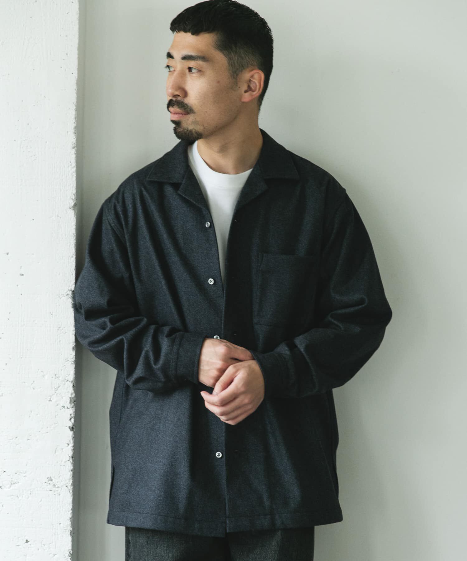 URBAN RESEARCH DOORS「ジャージメルトンオープンカラーシャツ」|シャツ・ブラウス|