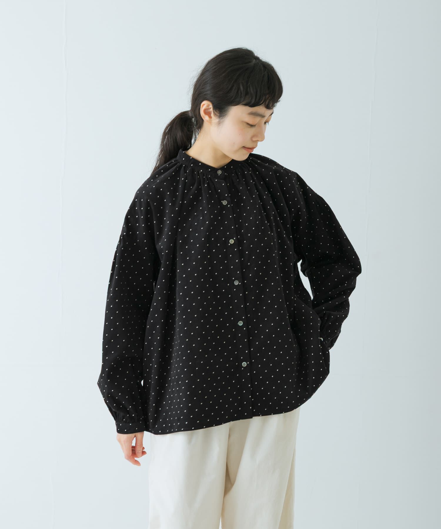 かぐれ「ドットコーデュロイブラウス」|シャツ・ブラウス|