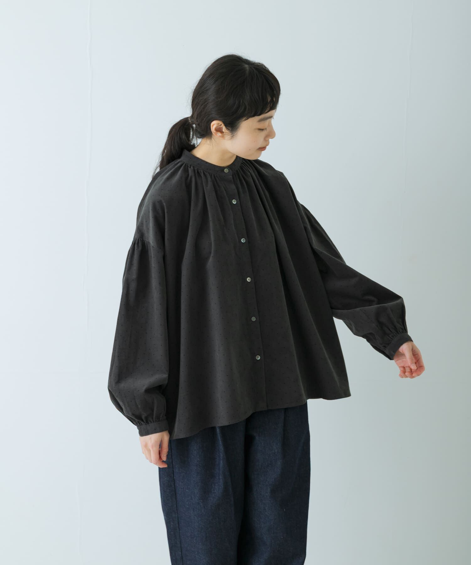 かぐれ「ドットコーデュロイブラウス」|シャツ・ブラウス|