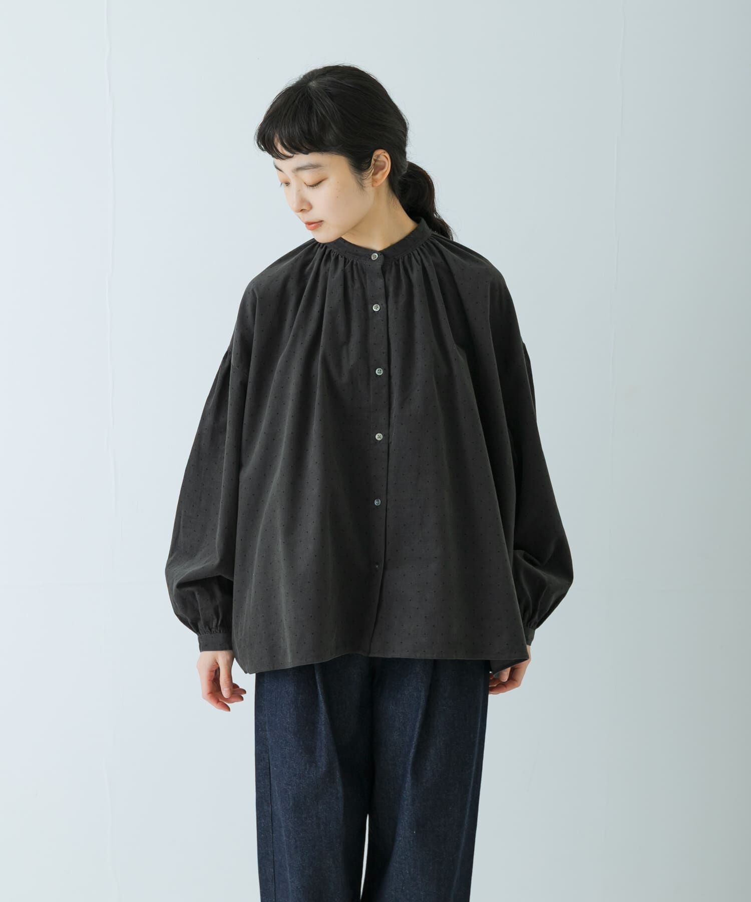 かぐれ「ドットコーデュロイブラウス」|シャツ・ブラウス|