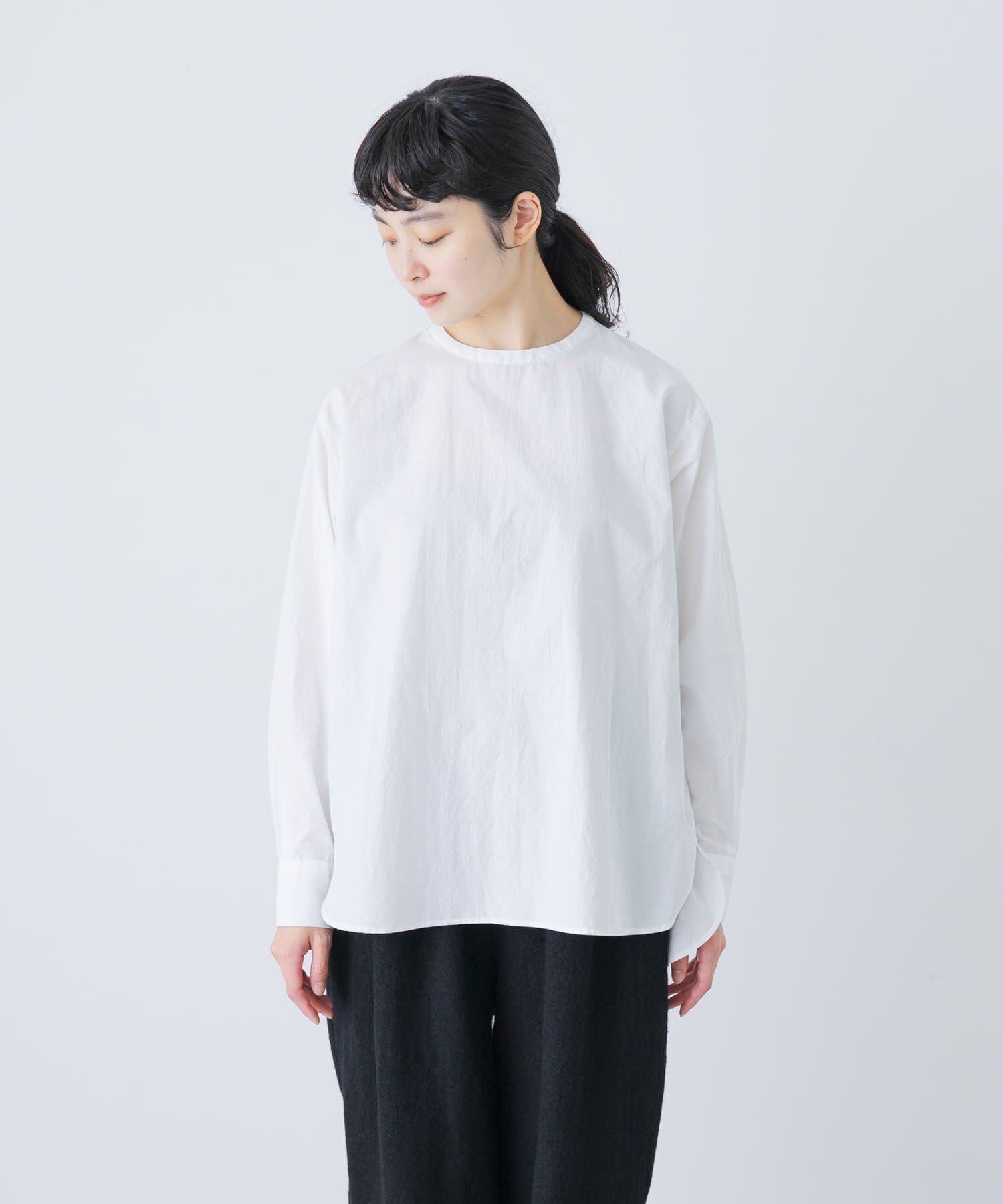 かぐれ「コットンクルーネックプルオーバーシャツ」|シャツ・ブラウス|