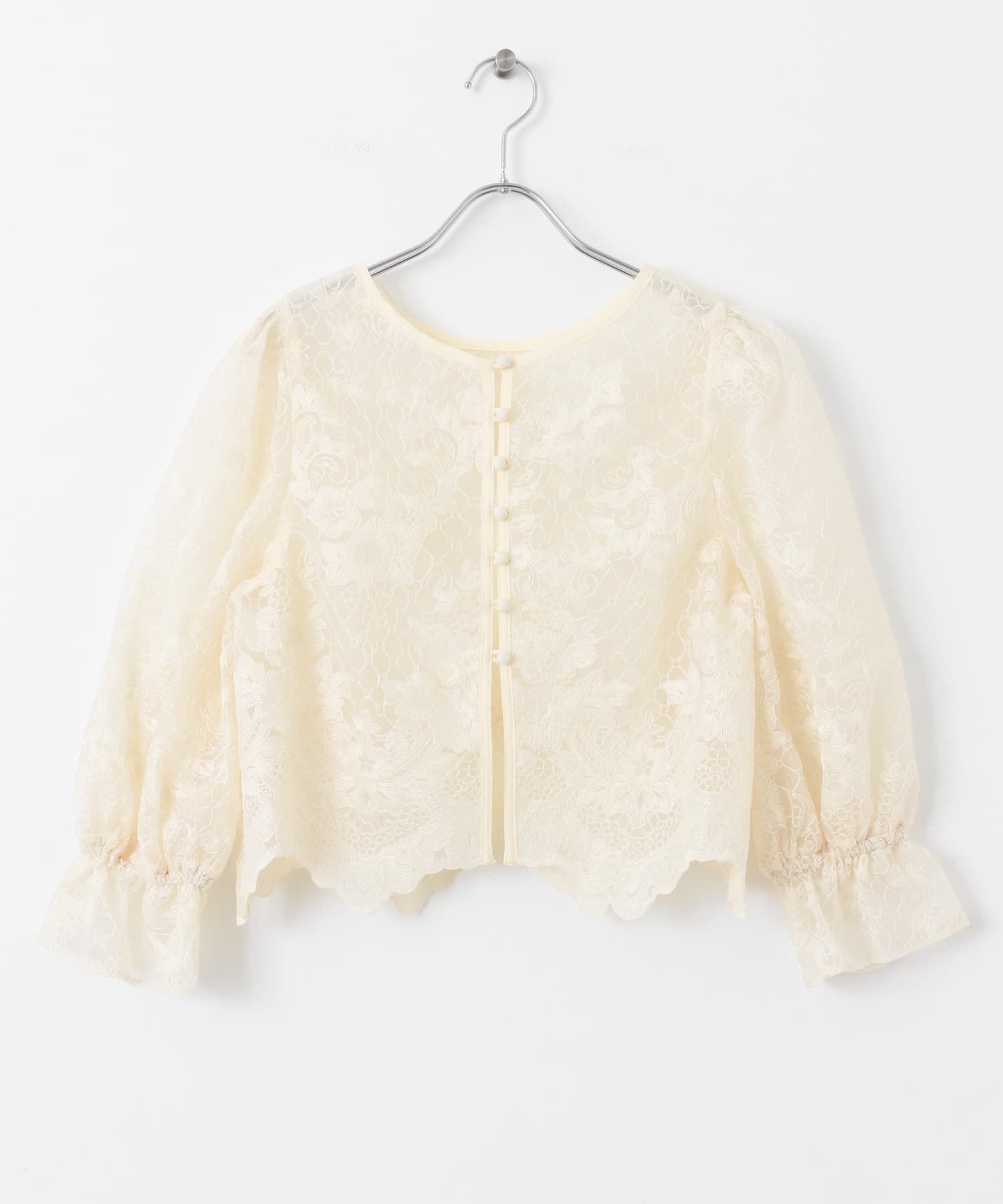  「オーガンジー刺繍クロップドブラウス」|シャツ・ブラウス|