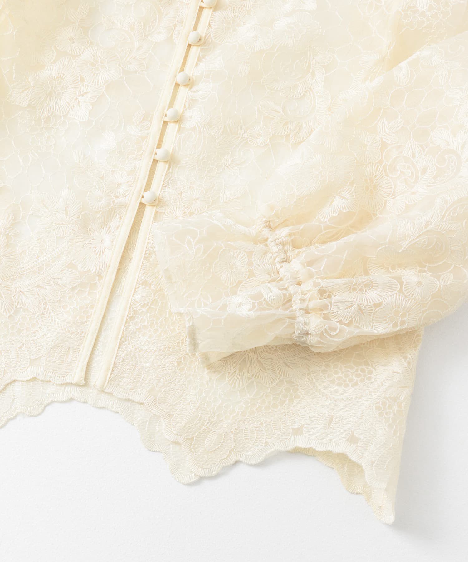  「オーガンジー刺繍クロップドブラウス」|シャツ・ブラウス|