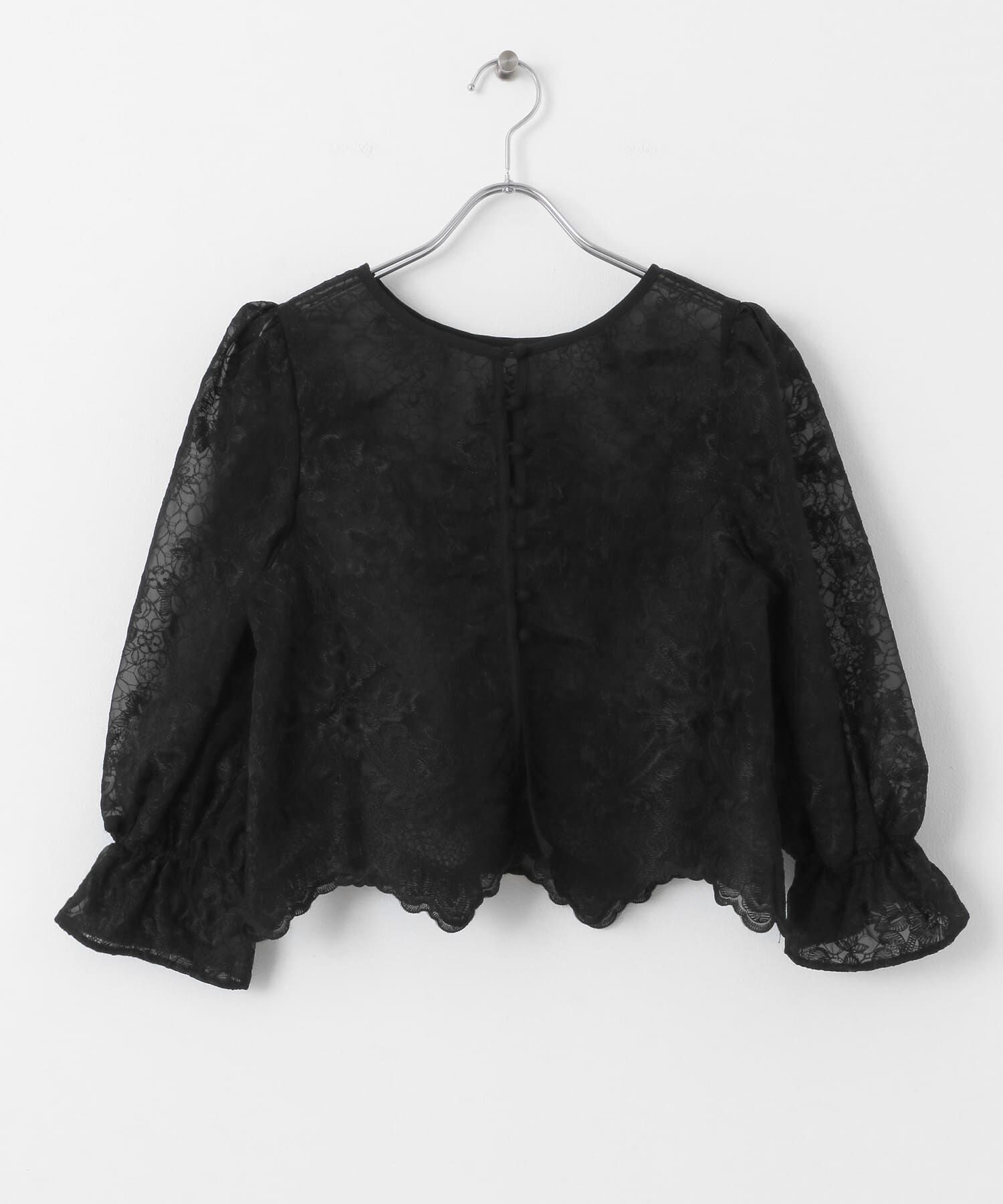  「オーガンジー刺繍クロップドブラウス」|シャツ・ブラウス|
