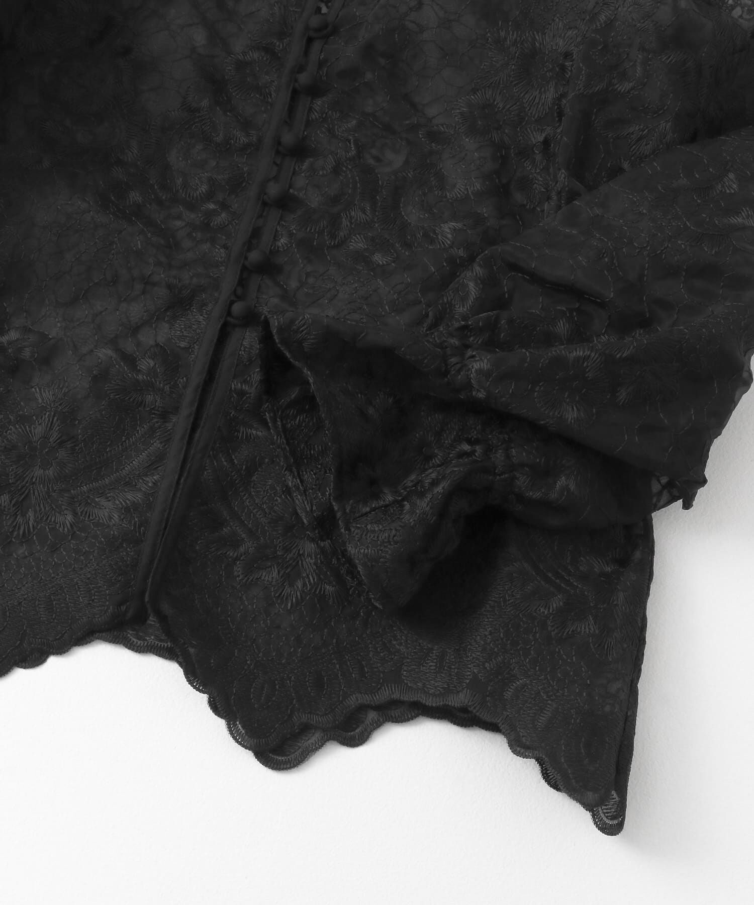  「オーガンジー刺繍クロップドブラウス」|シャツ・ブラウス|