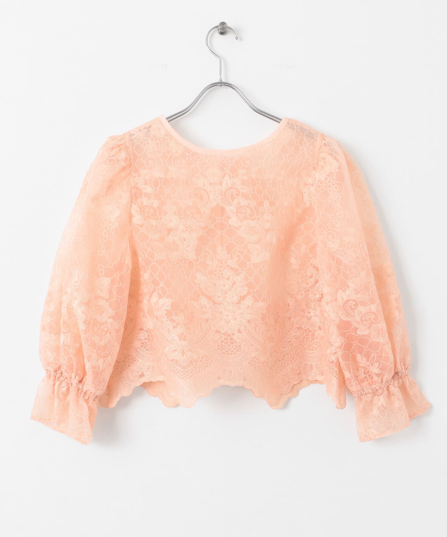  「オーガンジー刺繍クロップドブラウス」|シャツ・ブラウス|