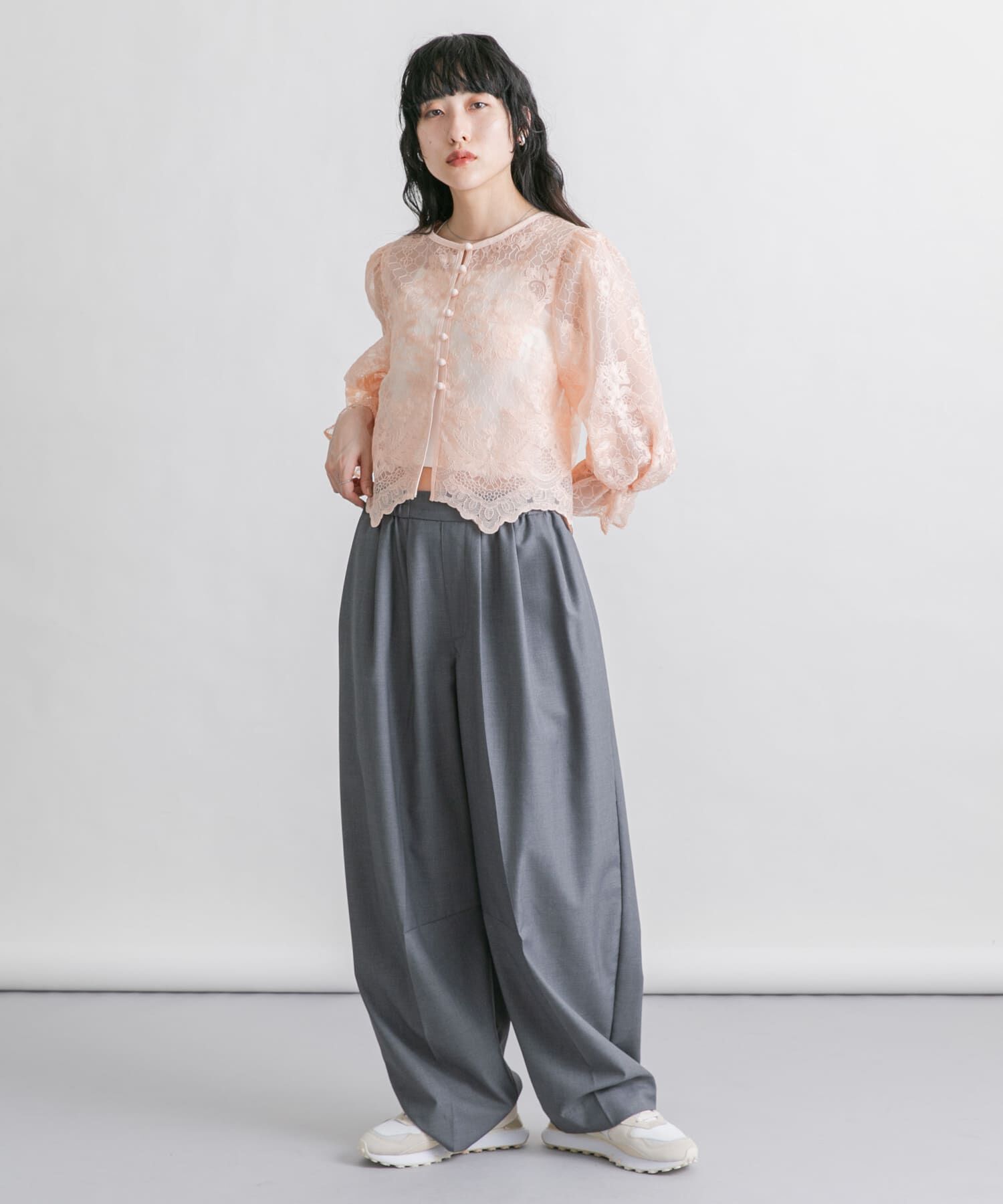  「オーガンジー刺繍クロップドブラウス」|シャツ・ブラウス|