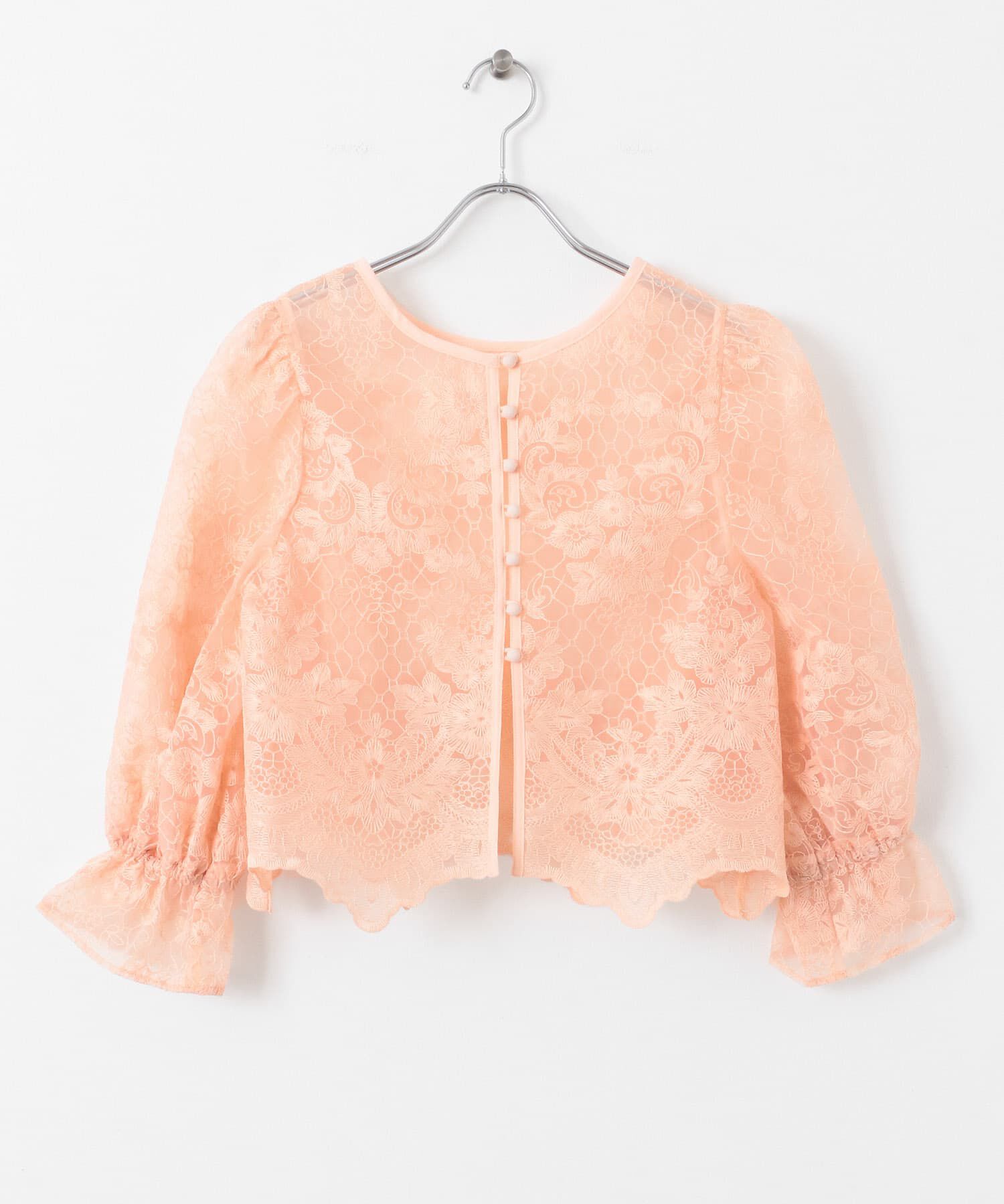  「オーガンジー刺繍クロップドブラウス」|シャツ・ブラウス|