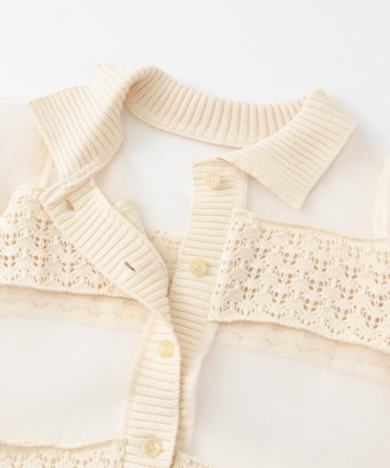  「クロシェニットドッキングブラウス」|シャツ・ブラウス|