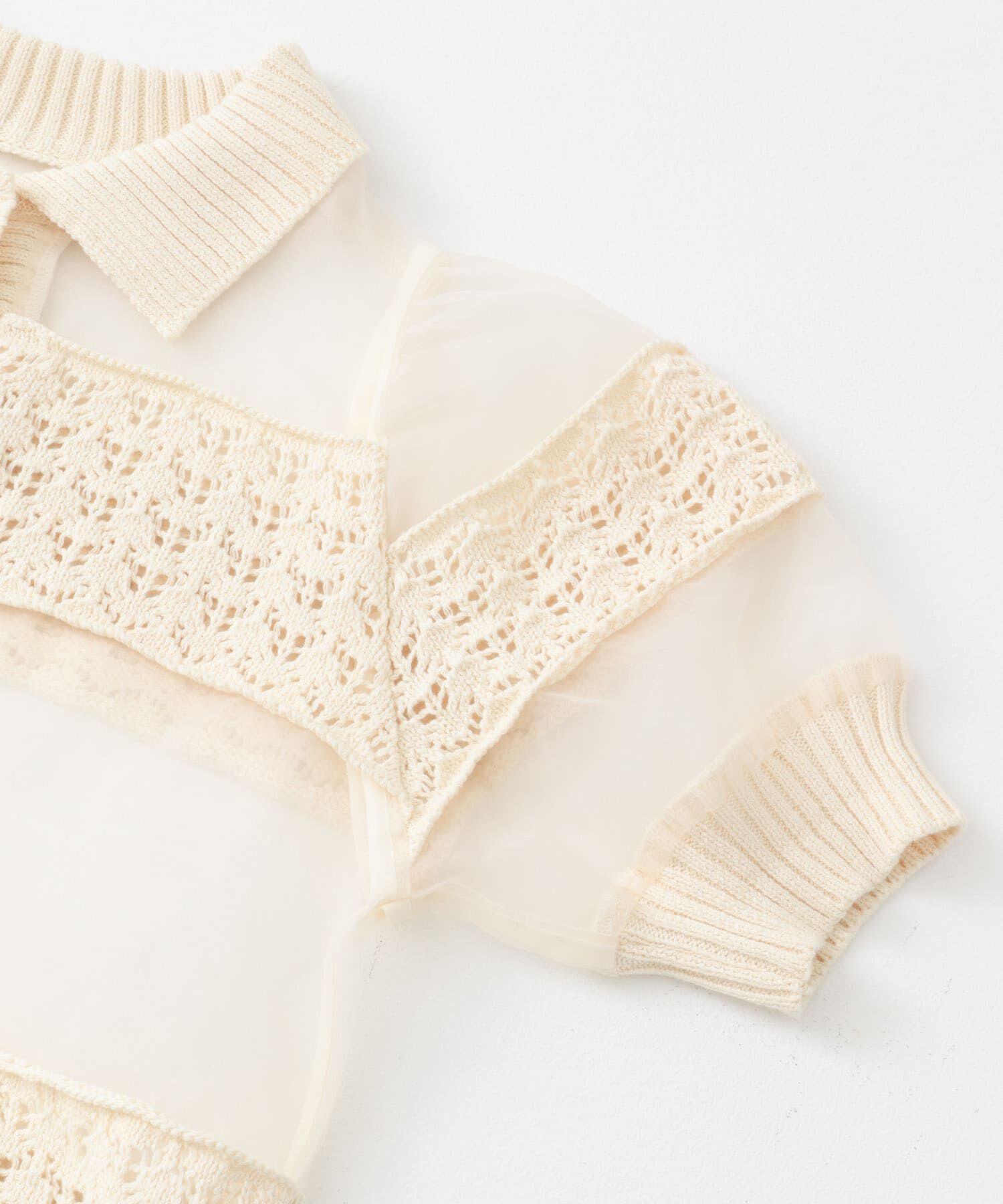  「クロシェニットドッキングブラウス」|シャツ・ブラウス|