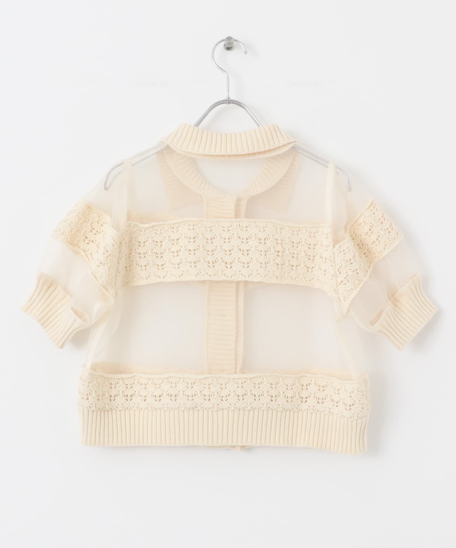  「クロシェニットドッキングブラウス」|シャツ・ブラウス|