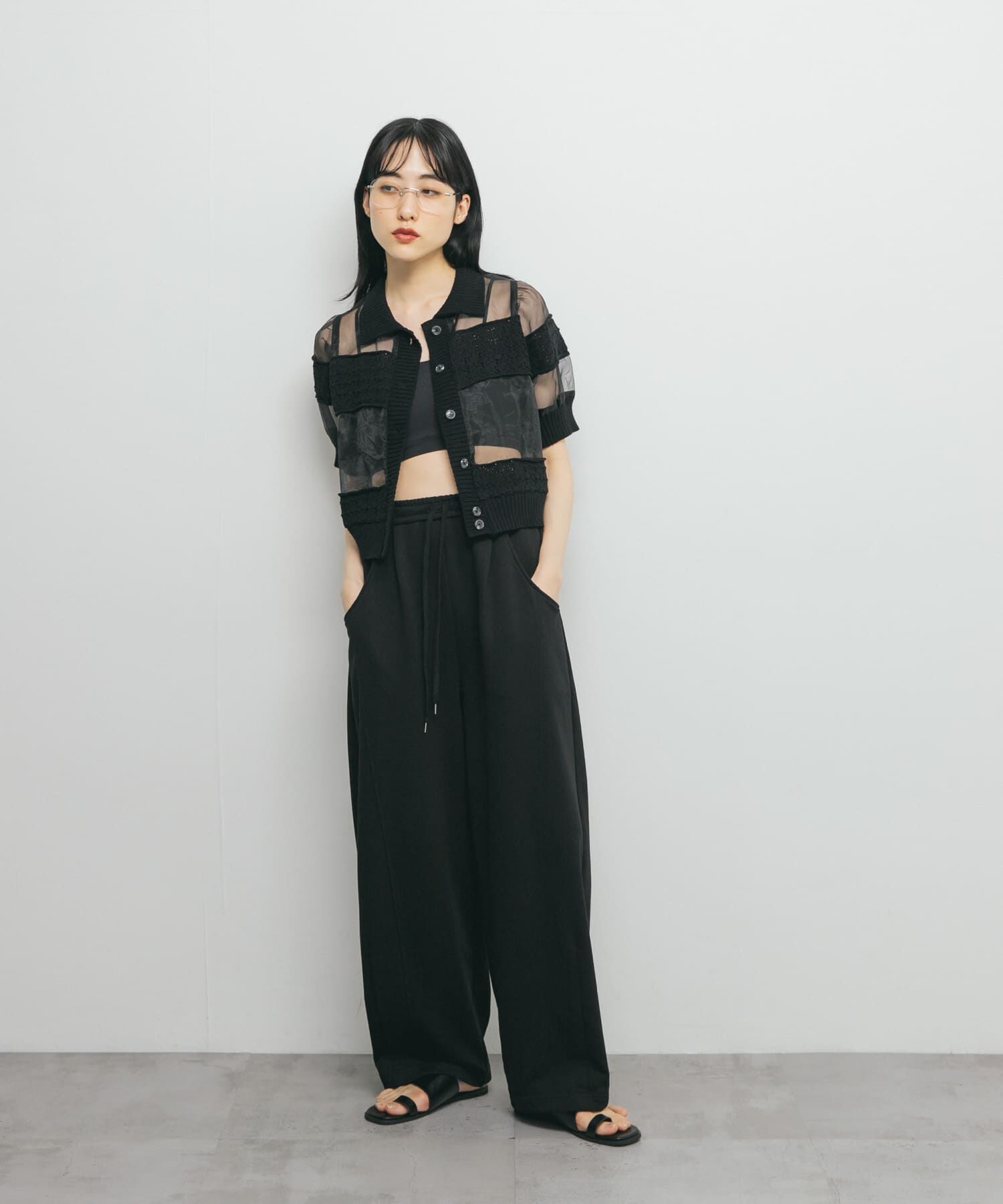  「クロシェニットドッキングブラウス」|シャツ・ブラウス|