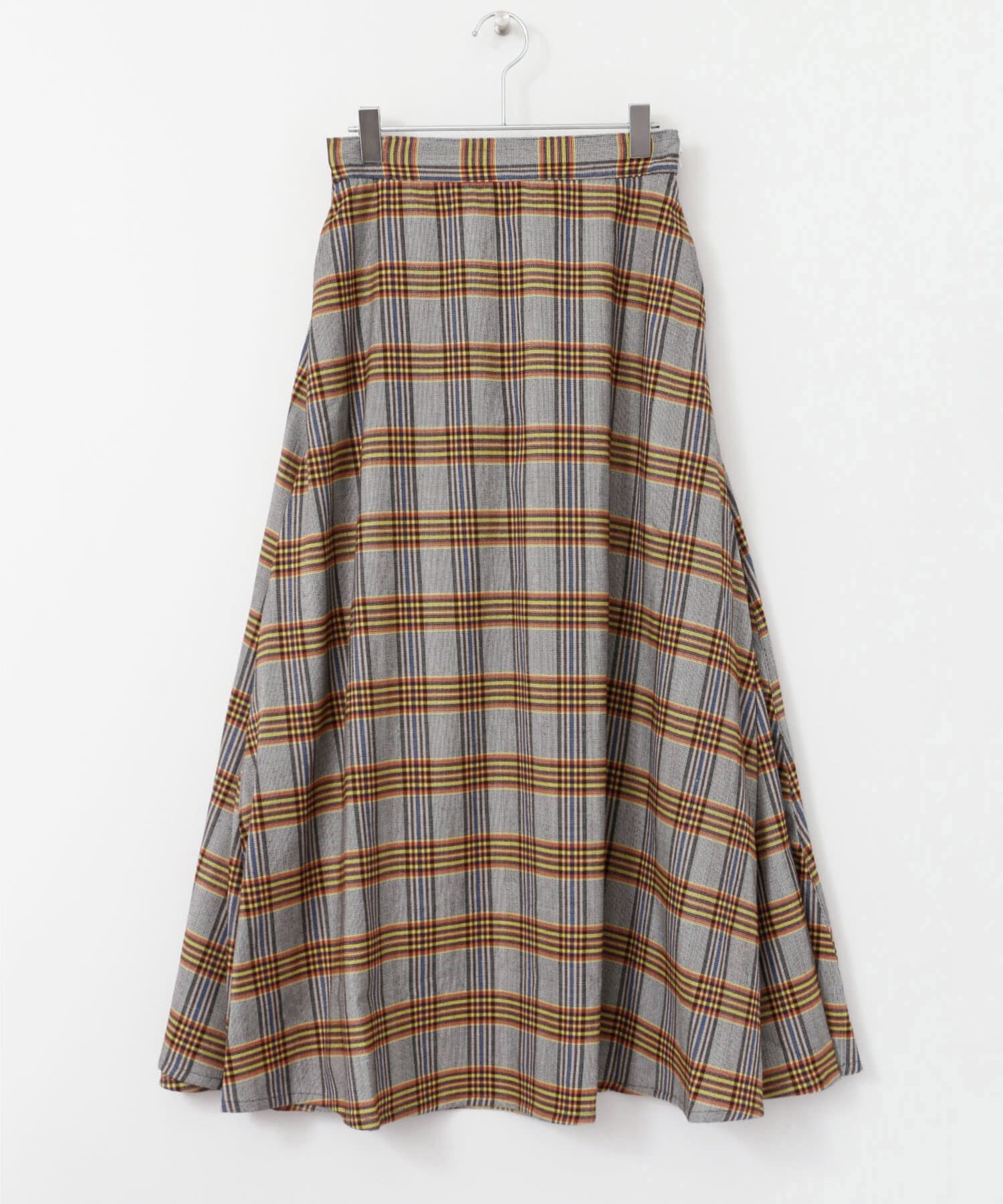  「チェック柄フレアロングスカート」|スカート|
