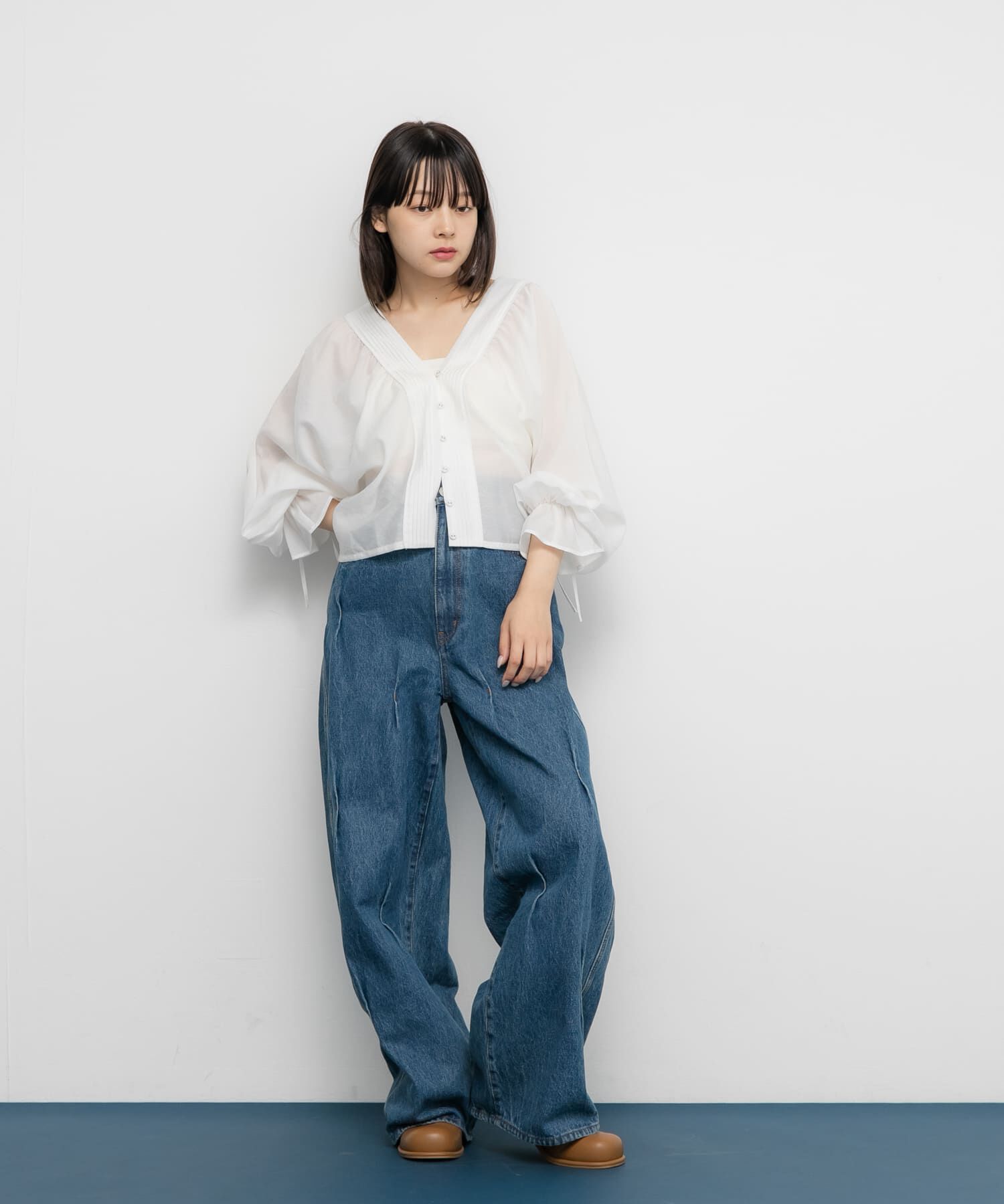  「ピンタックギャザーブラウス」|シャツ・ブラウス|