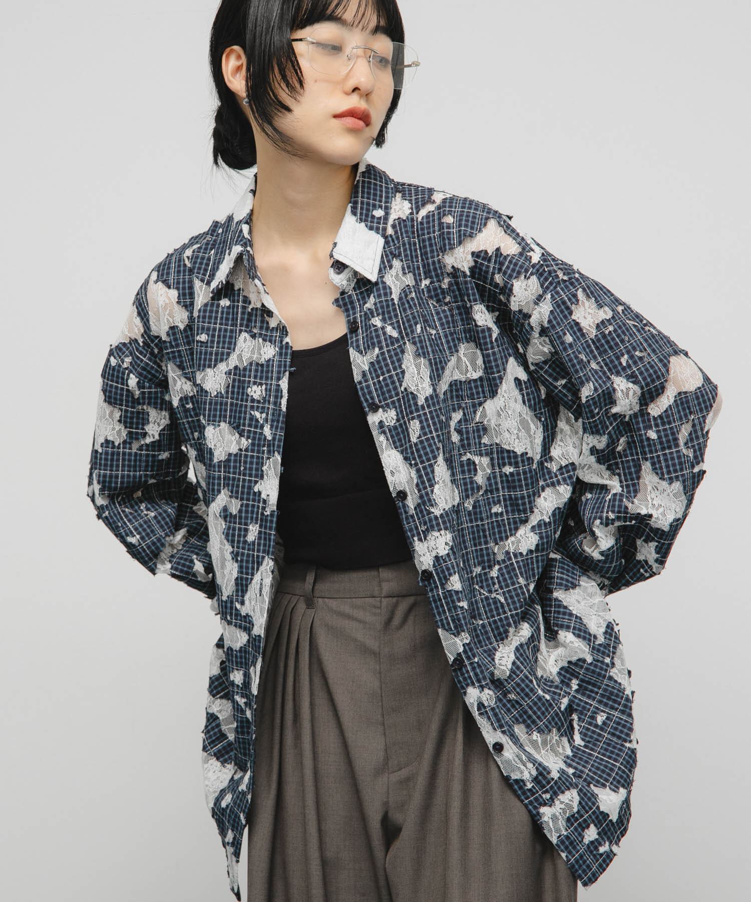  「ステッチングチェックシャツ」|シャツ・ブラウス|